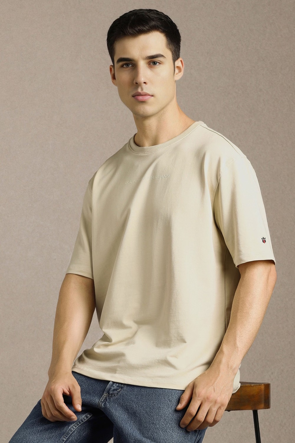 Men Beige Solid Crew Neck T-shirt-Beige 1 49965-men-beige-solid-crew-neck-t-shirt-beige-1.jpg