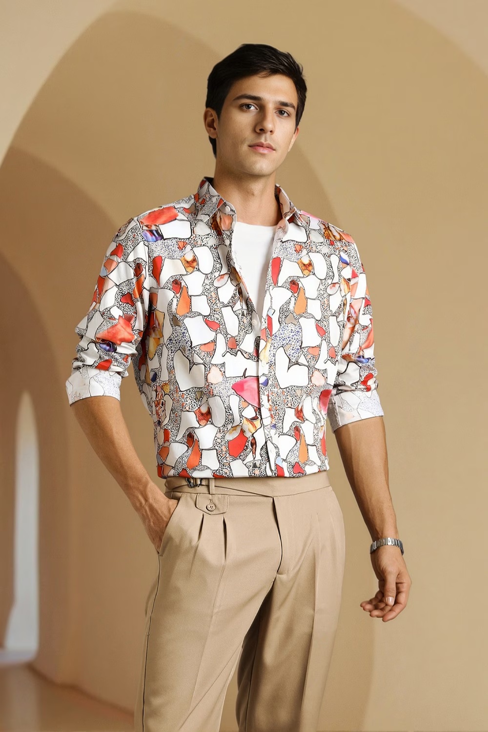 Men Multicolor Print Full Sleeves Casual Shirt-Multicolor