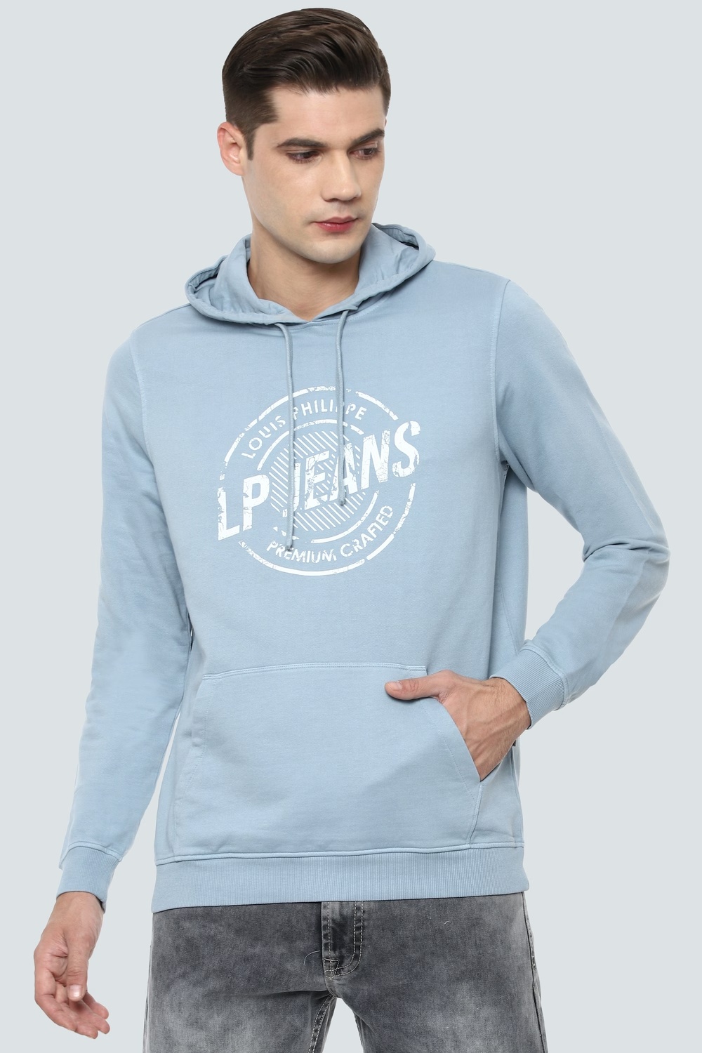 Men Casual Blue Graphic Print Sweatshirt-Blue