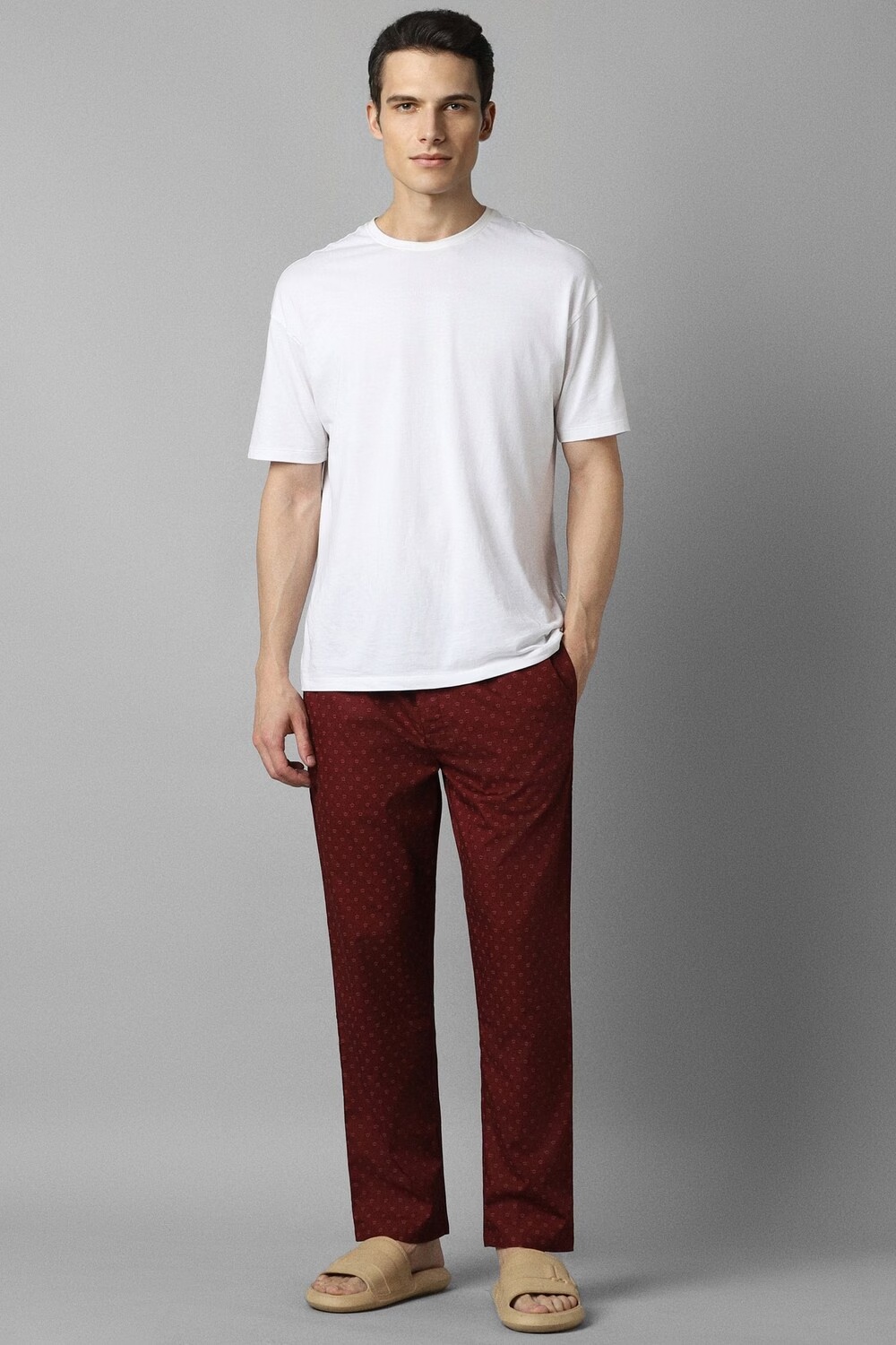 Men Maroon Print Casual Lounge Pant-Maroon