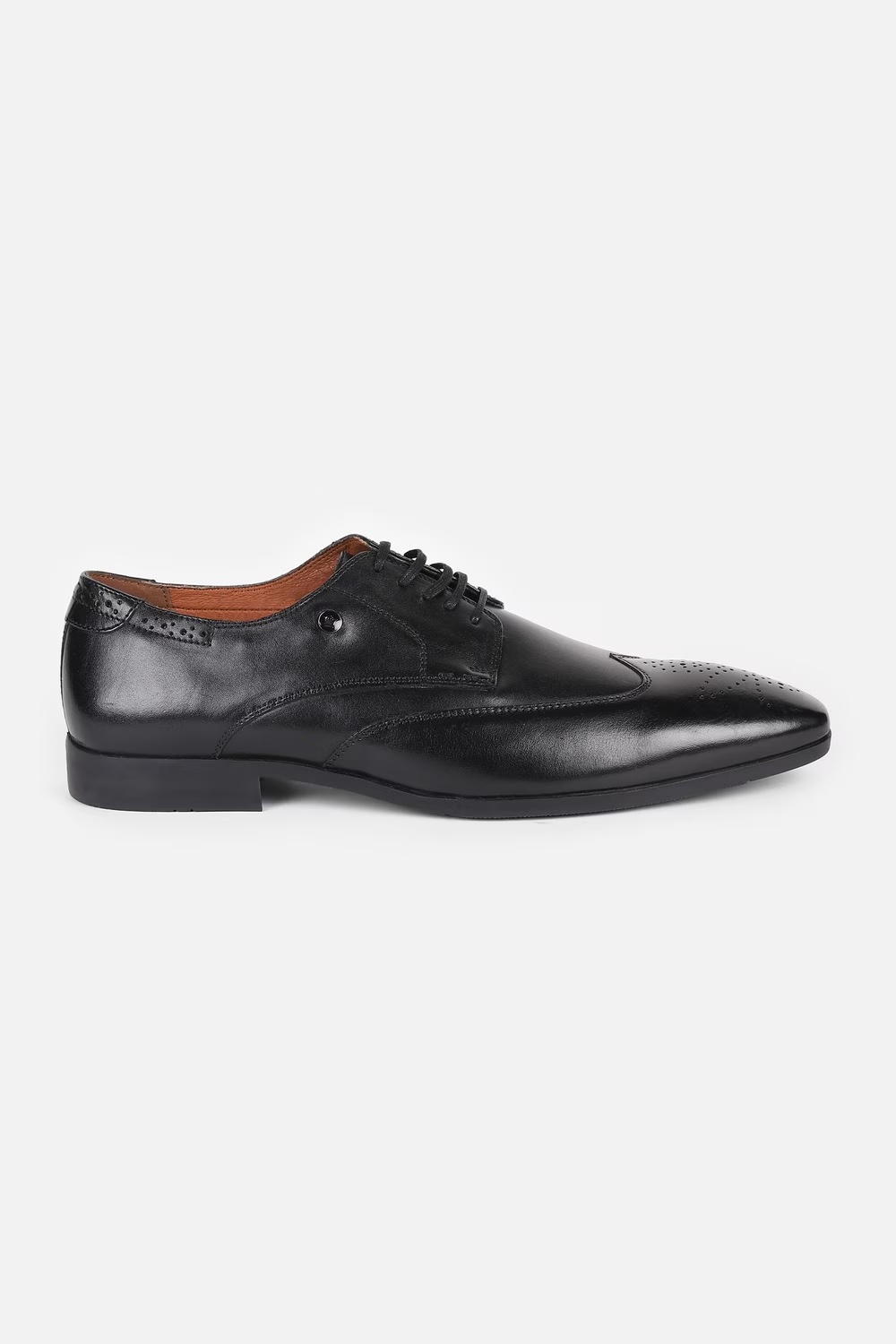 Men Wing tip with brogue Derby Leather Black Lace Up Shoes-Black