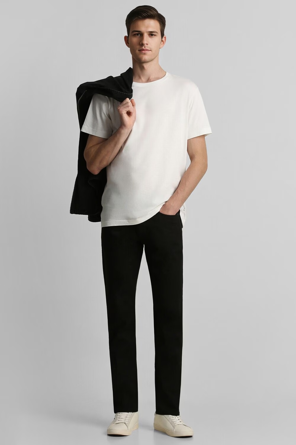 Men Black Dark Slim Fit Jeans-Black