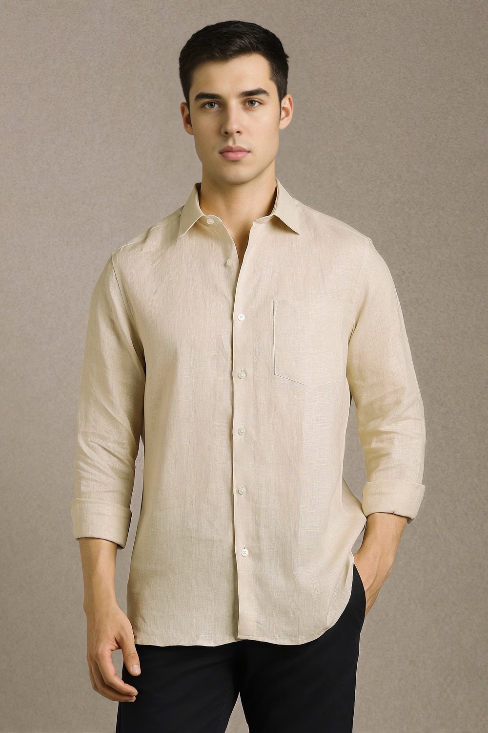 Men Beige Solid Full Sleeves Formal Shirt-Beige 1 51266-men-beige-solid-full-sleeves-formal-shirt-beige-1.jpg