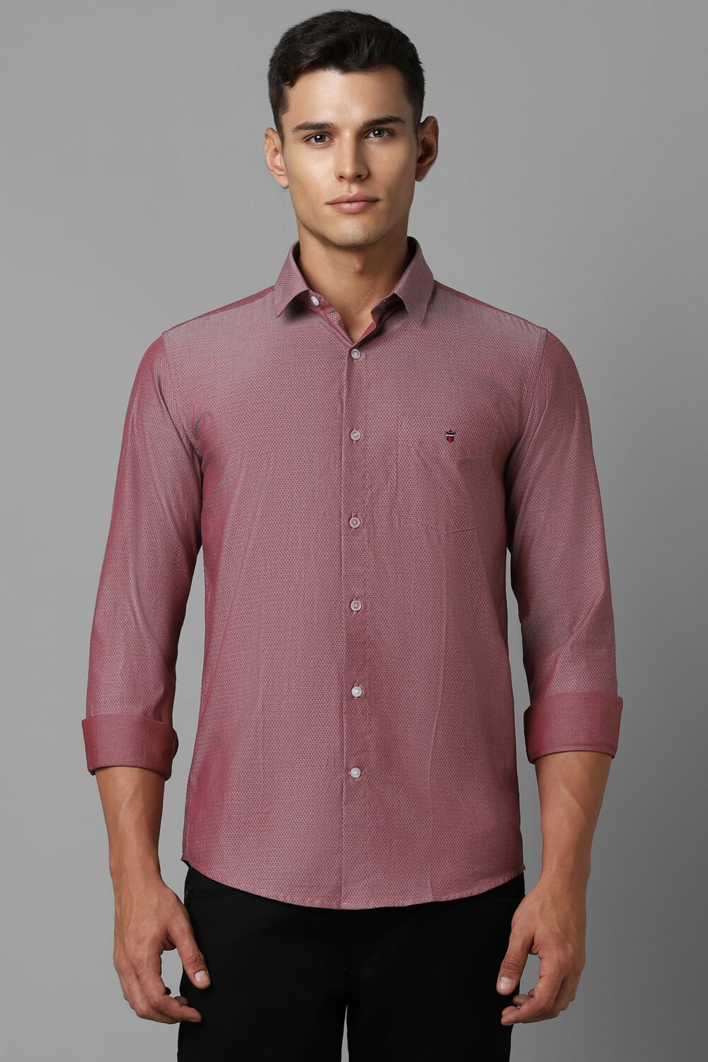 Men Maroon Slim Fit Print Full Sleeves Casual Shirt-Maroon