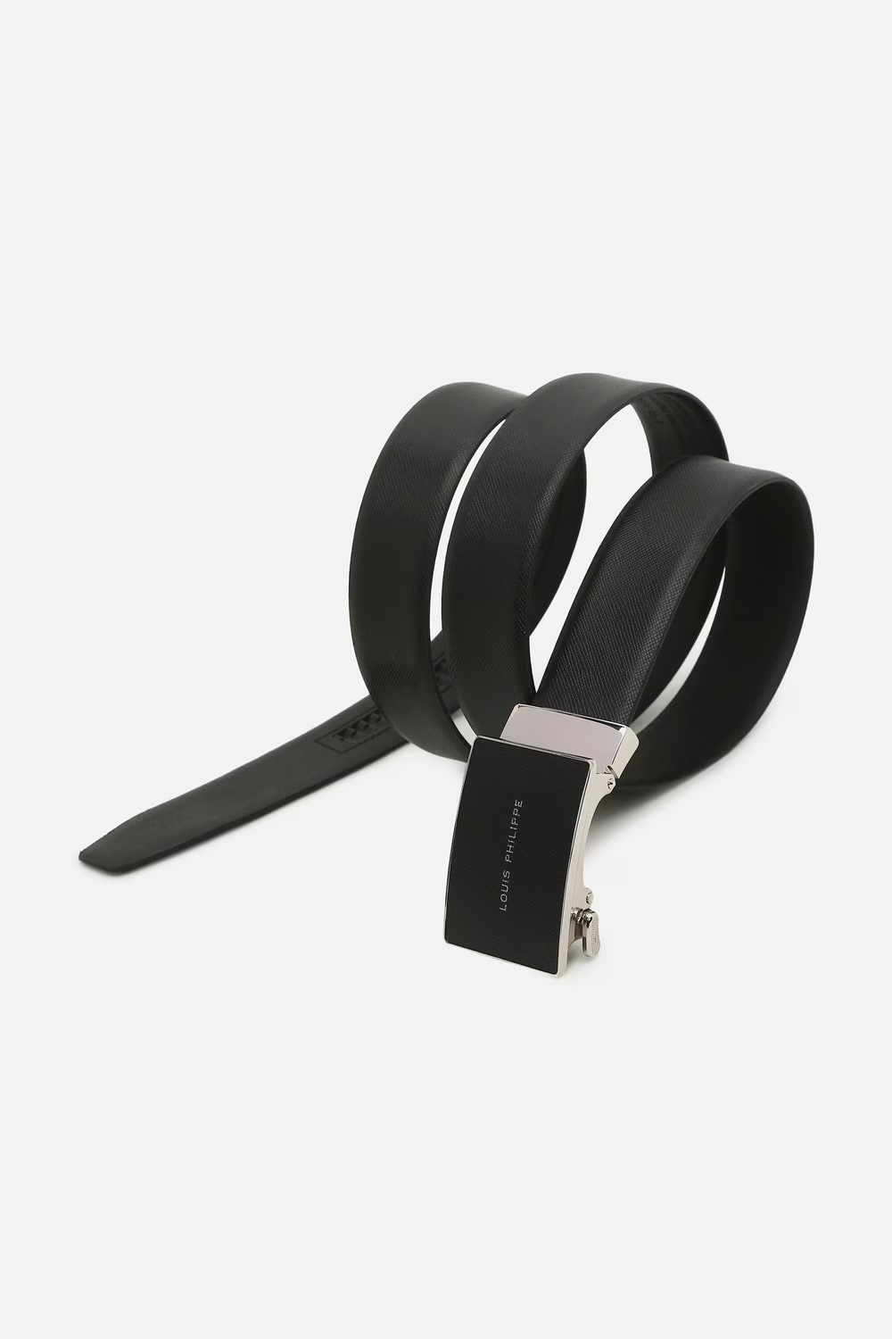 Men Black Solid Genuine Leather Formal Belt-Black