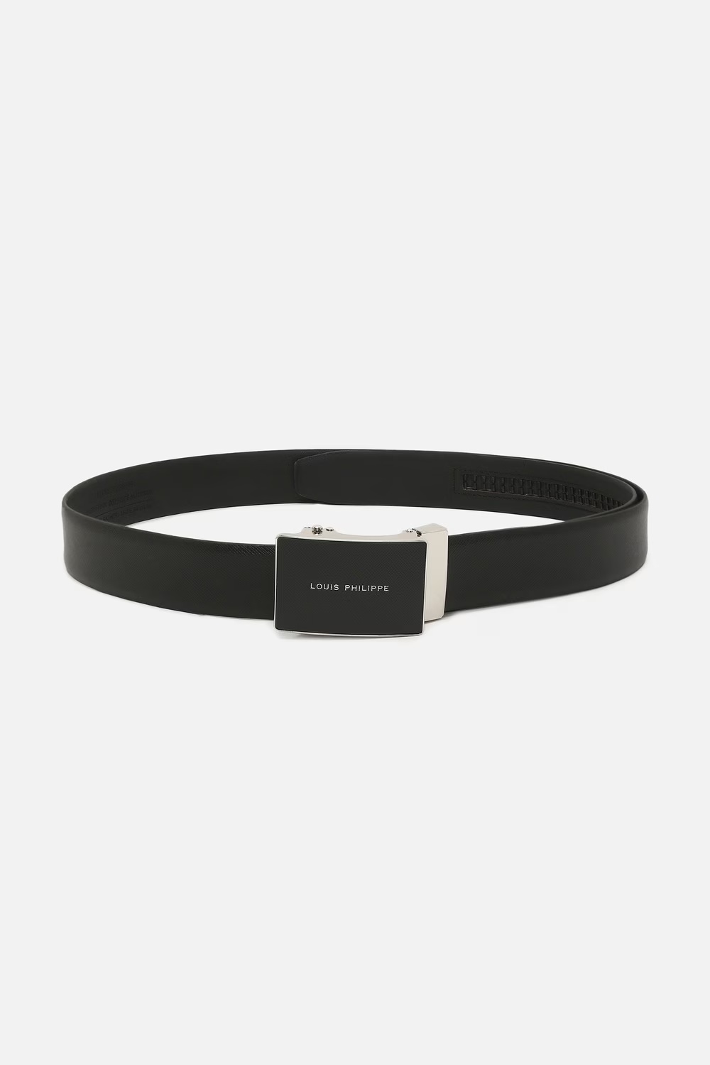 Men Black Solid Genuine Leather Formal Belt-Black