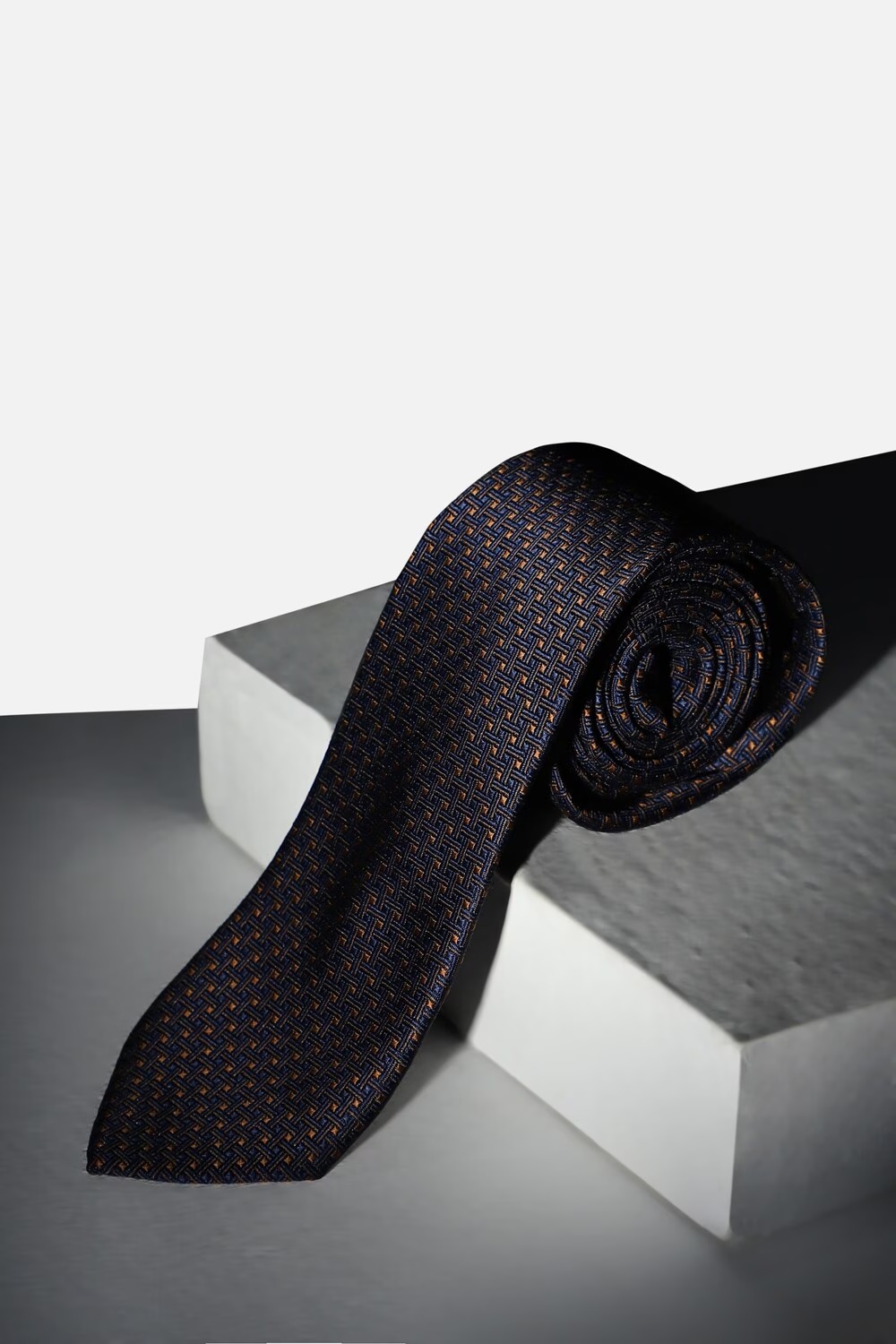 Men Navy Embroidered Tie-Navy