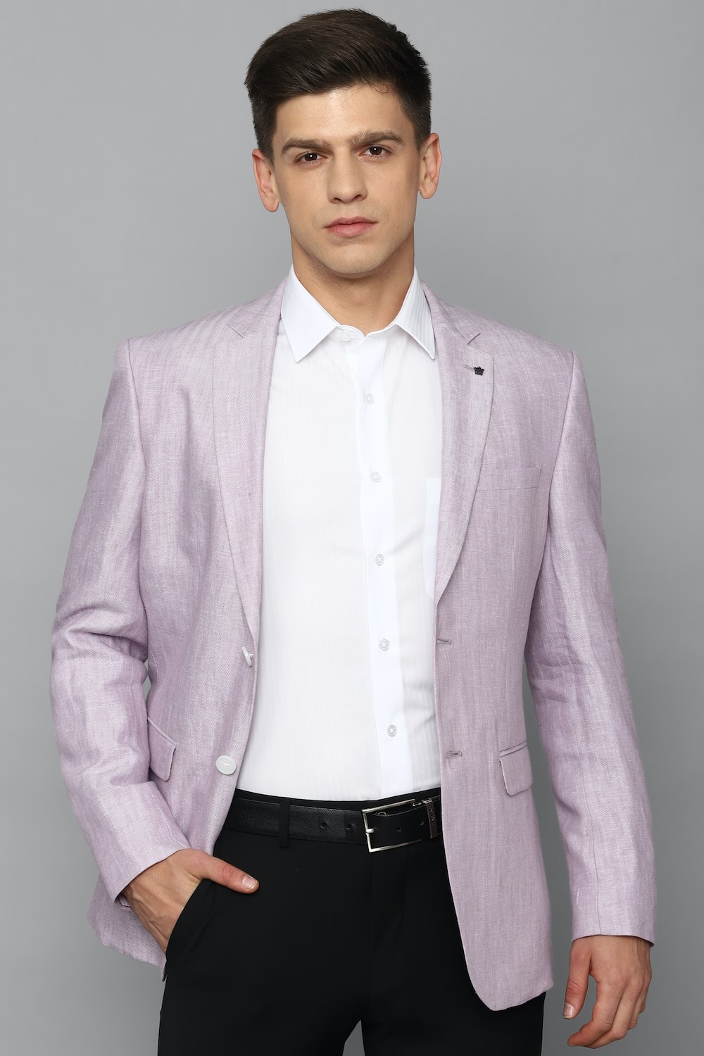 Men Purple Slim Fit Textured Formal Blazer-Purple