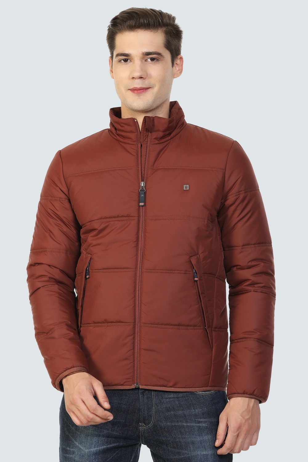 Men Casual Maroon Solid Jackets-Maroon