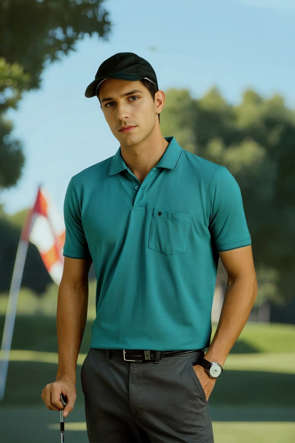 Men Green Solid Polo Neck T-shirt-Green 1 52787-men-green-solid-polo-neck-t-shirt-green-1.jpg