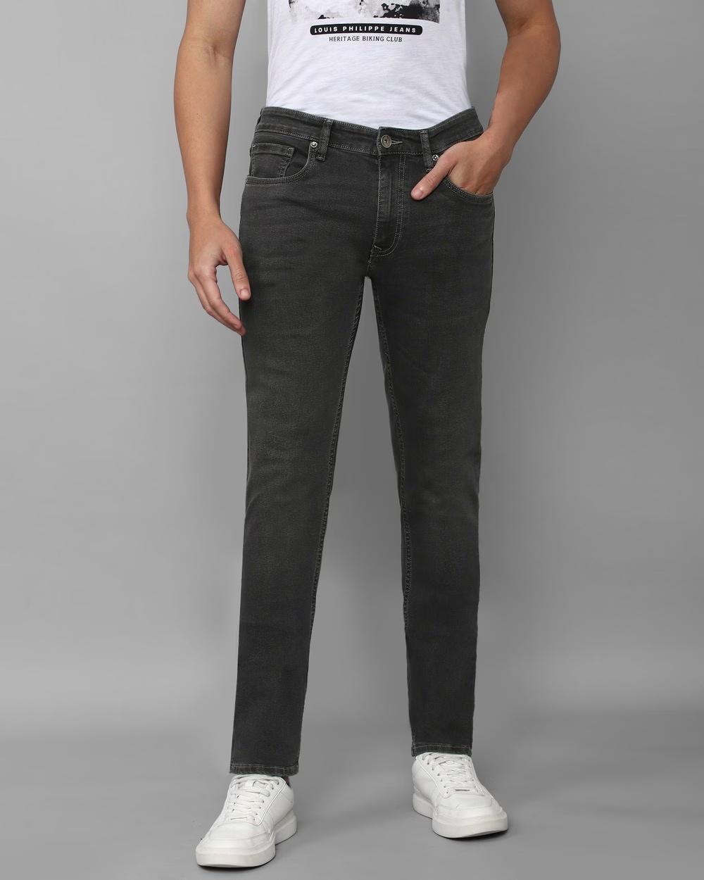 Men Black Dark Super Slim Fit Jeans-Black
