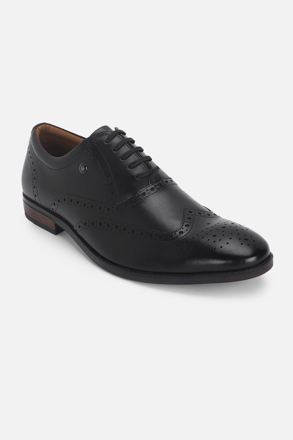 Louis Philippe Men Black Brogue Oxford Formal Imported Premium Leather Light Weight Breathable Lining Slip Resistant Flexible To-Black