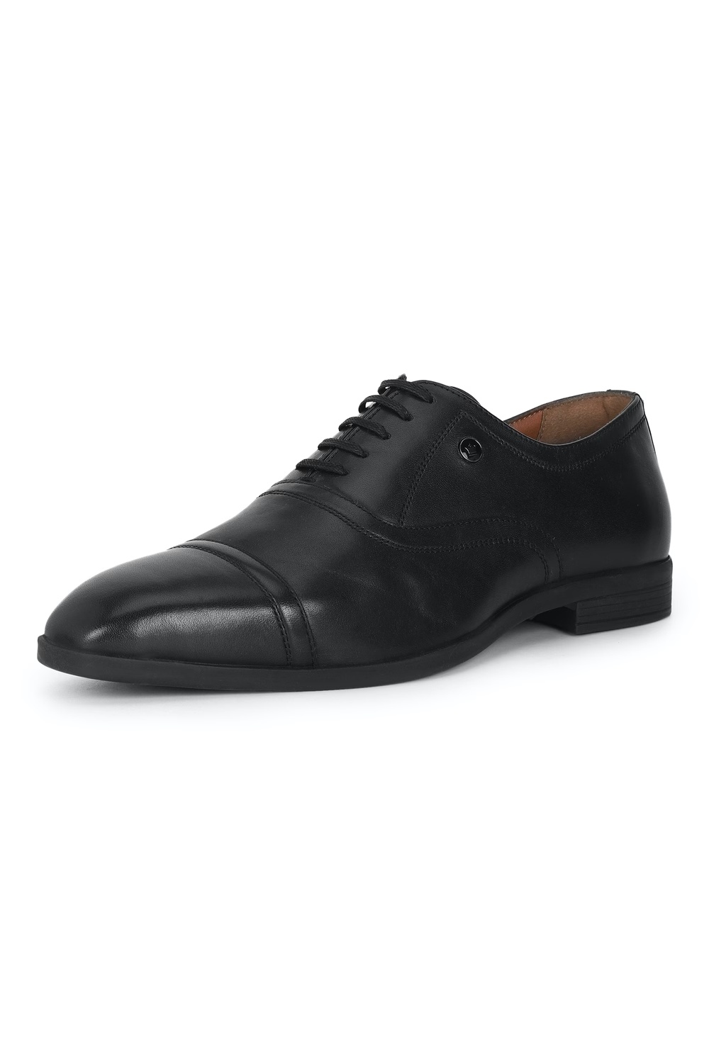 Louis Philippe Men Black Solid Oxford Formal Imported Premium Leather Light Weight Breathable Lining Slip Resistant Flexible Toe-Black
