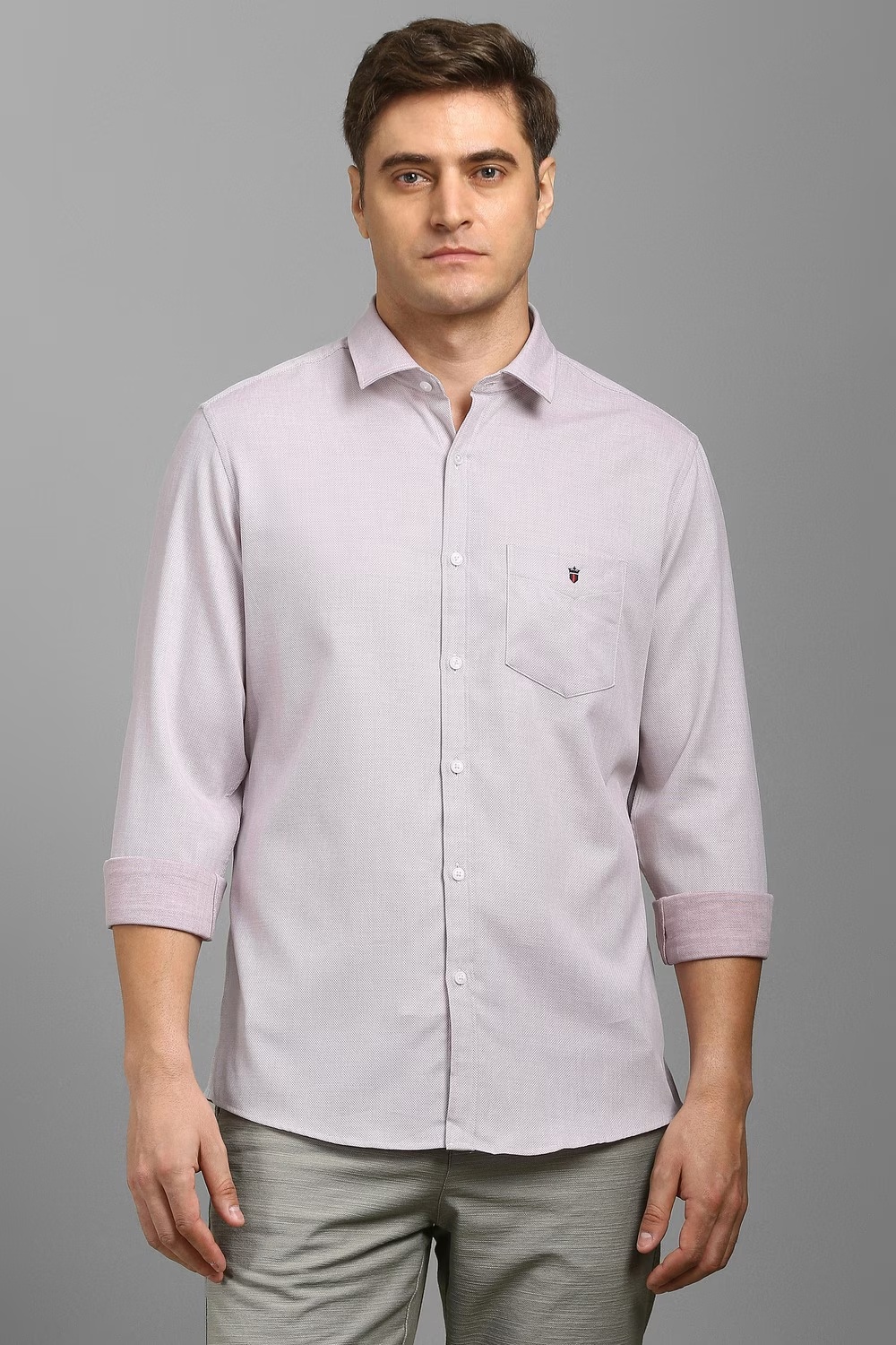 Men Pink Textured Full Sleeves Casual Shirt-Pink