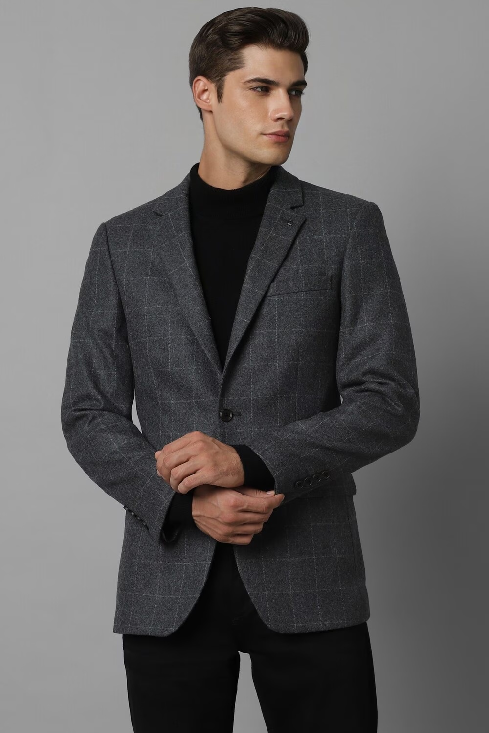 Men Grey Regular Fit Check Formal Blazer-Grey 1 53357-men-grey-regular-fit-check-formal-blazer-grey-1.jpg