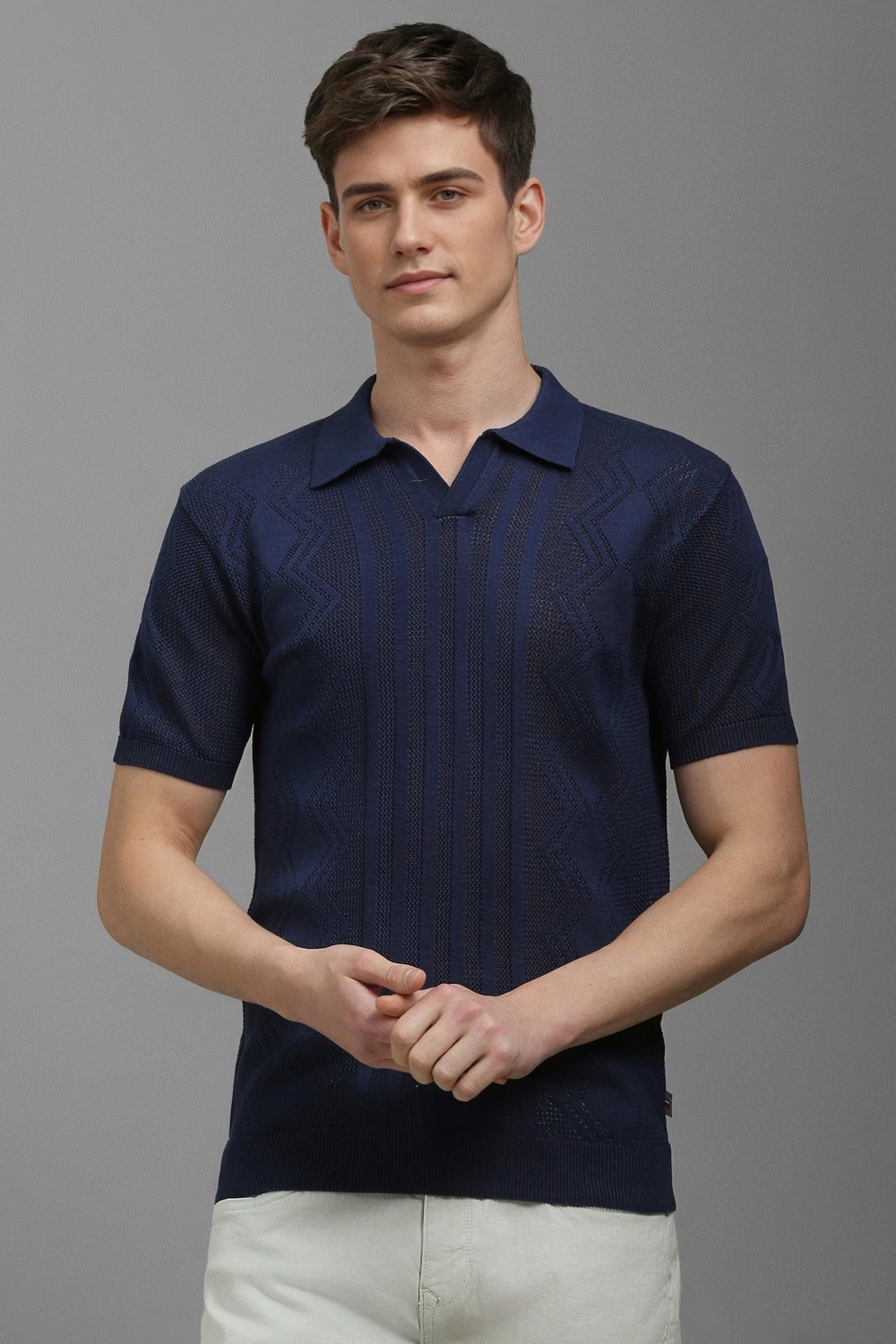 Men Navy Textured Polo Neck T-shirt-Navy 1 5409-men-navy-textured-polo-neck-t-shirt-navy-1.jpg