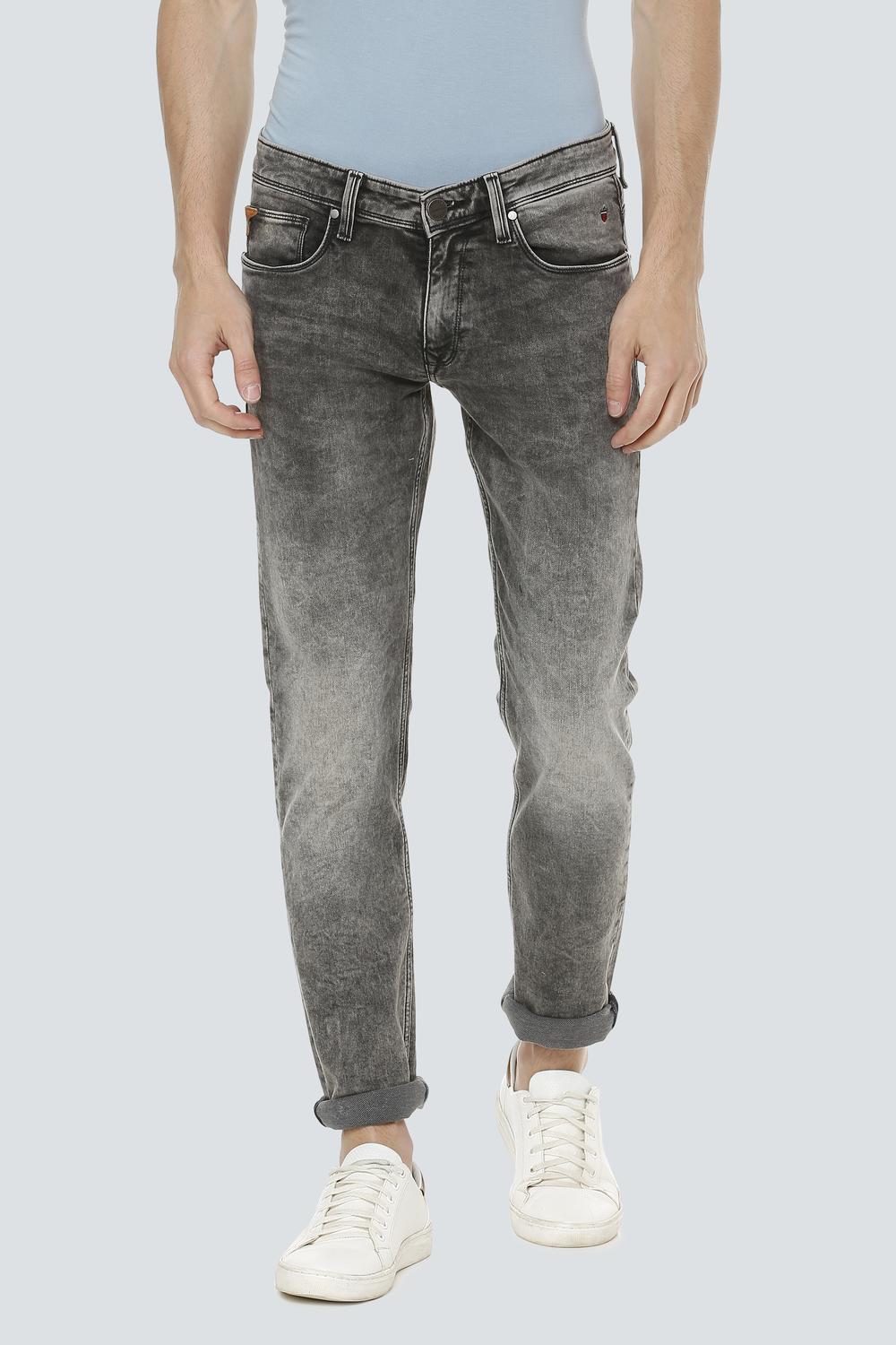 Men Grey Dark Slim Fit Jeans-Grey