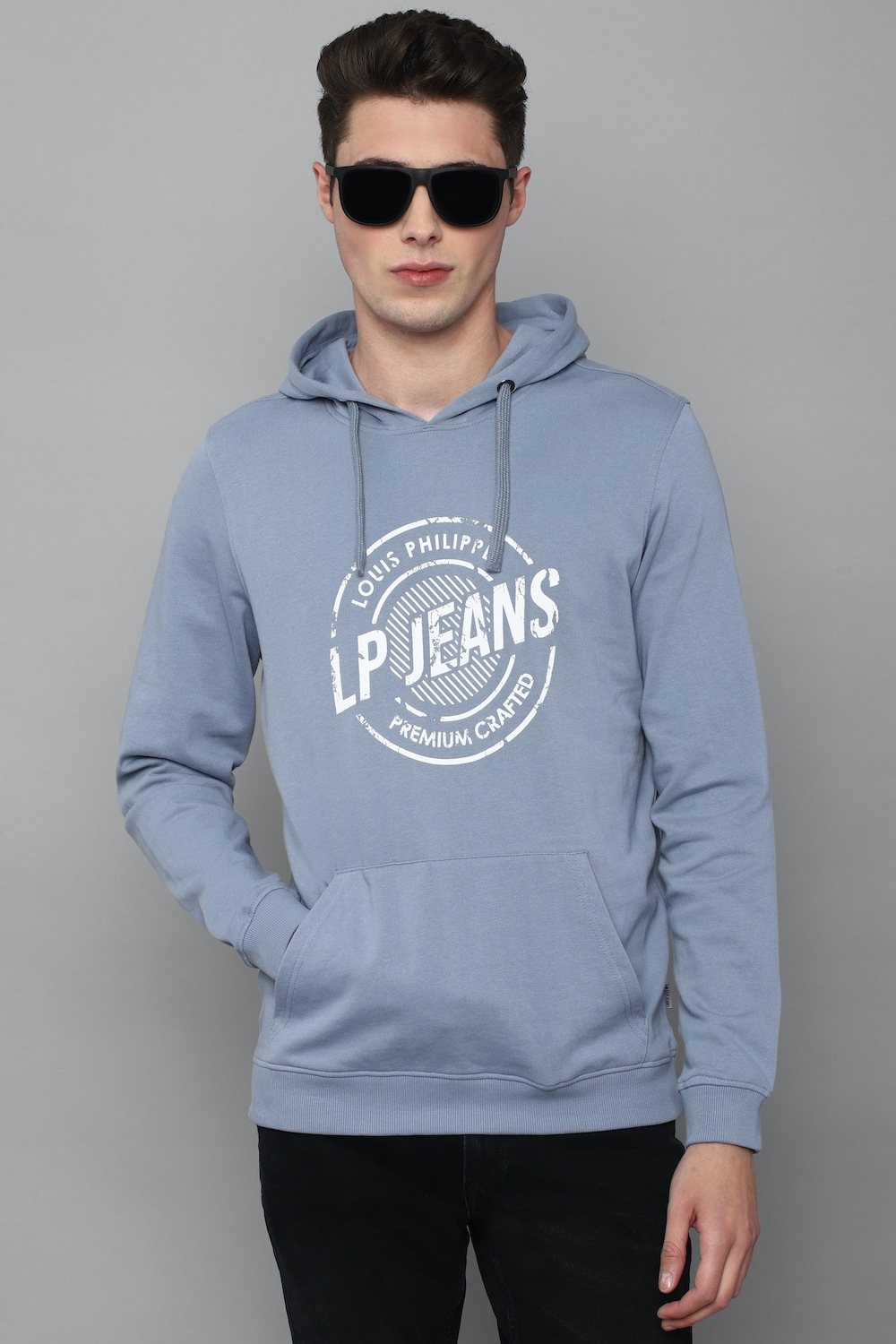 Men Casual Blue Graphic Print Sweatshirt-Blue