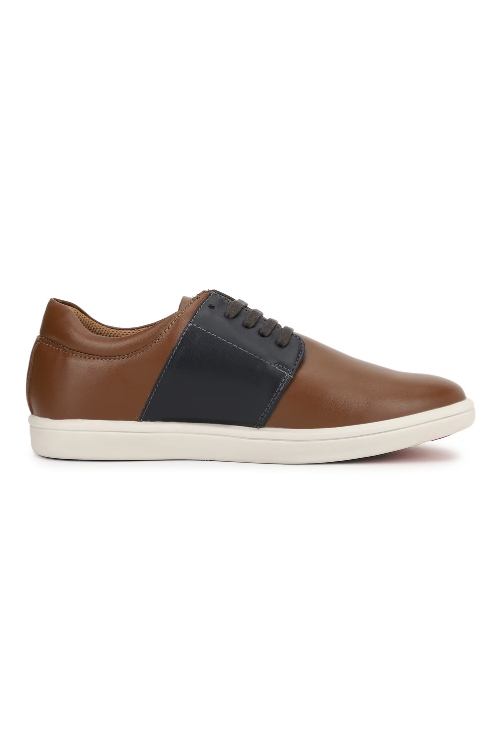 Men Tan and Black Leather Sneakers-Tan