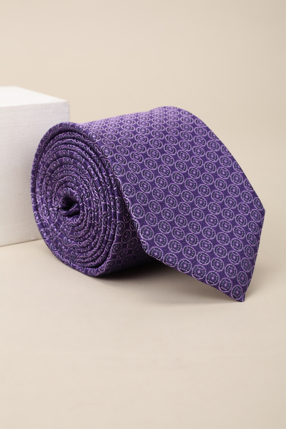 Men Purple Embroidered Tie-Purple