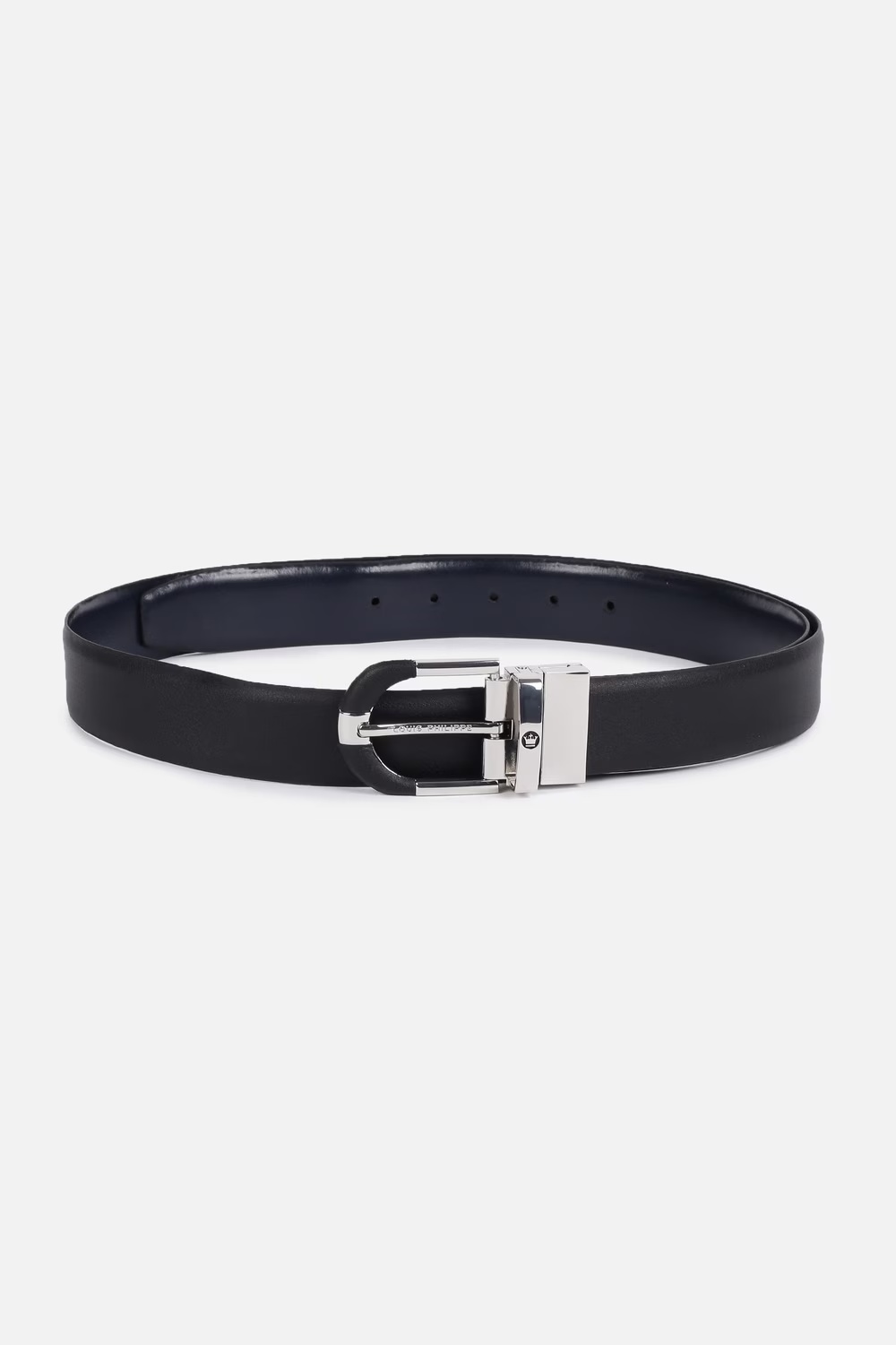 Men Black Solid Leather Casual Belt-Black