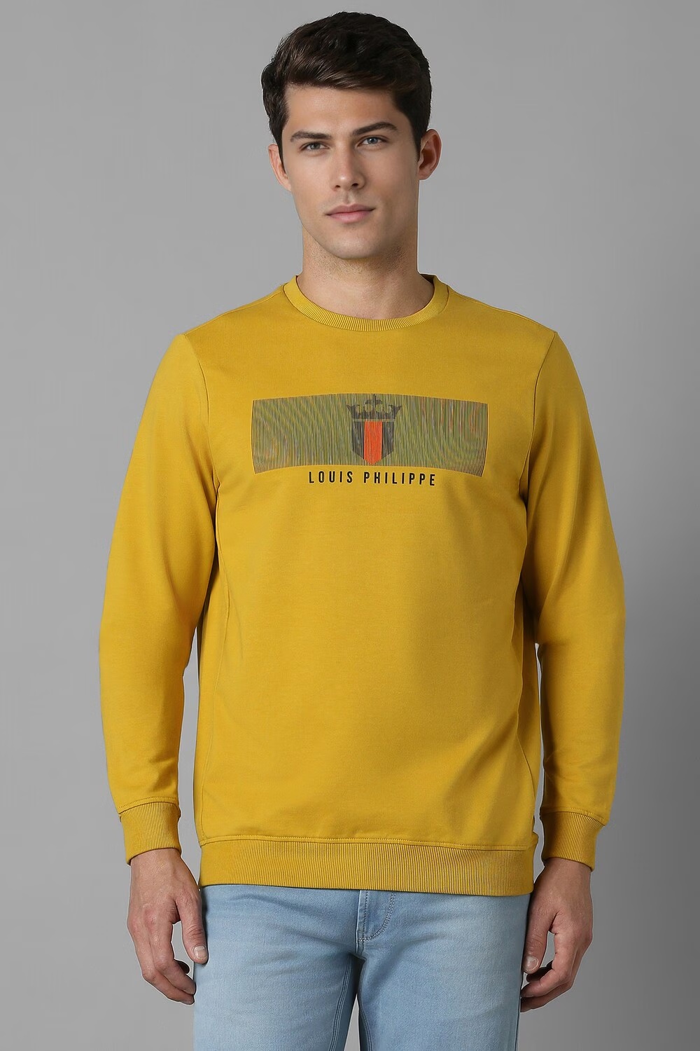 Men Casual Yellow Patterned Sweatshirt-Yellow