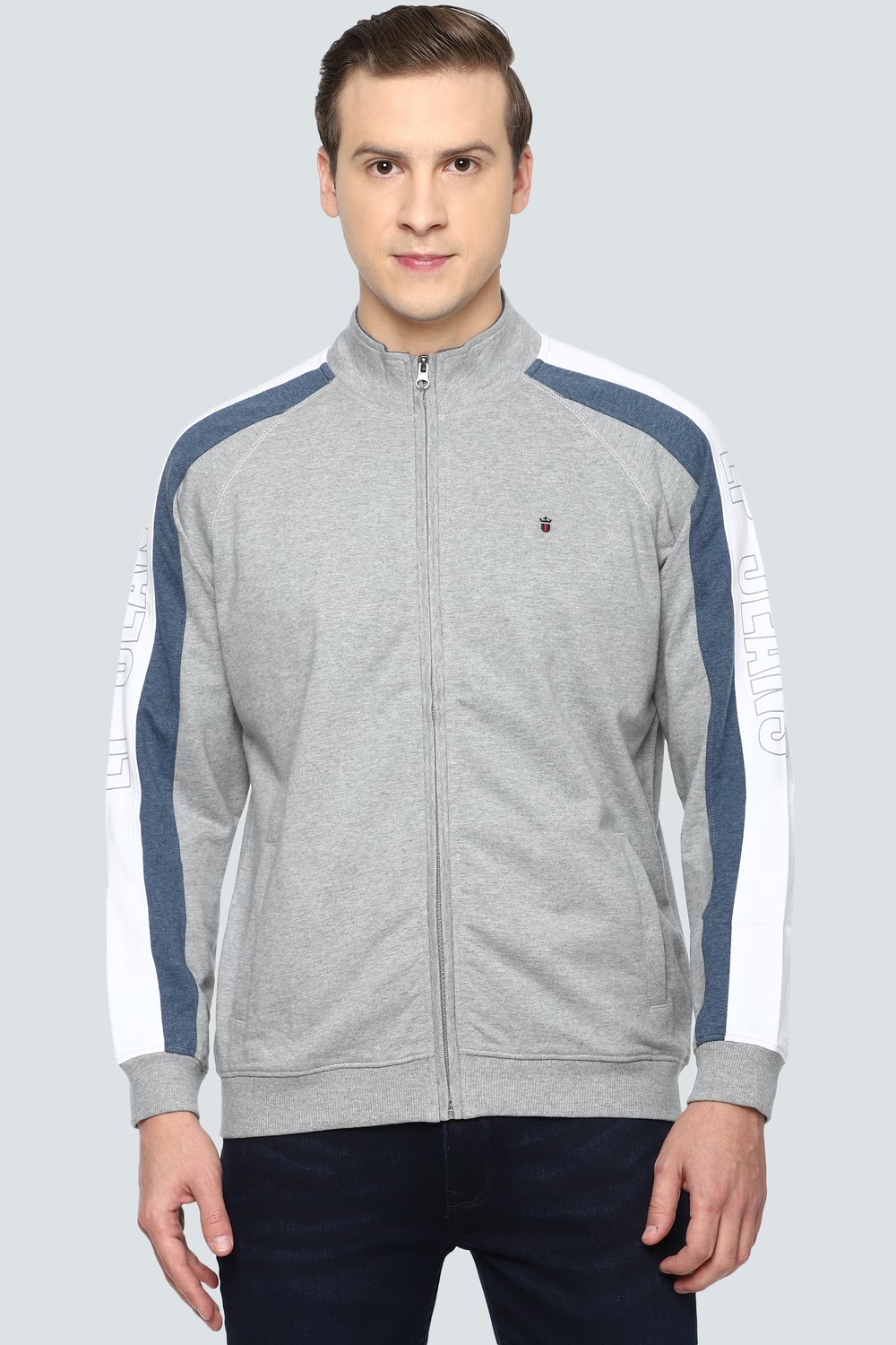 Men Casual Grey Graphic Print Sweatshirt-Grey