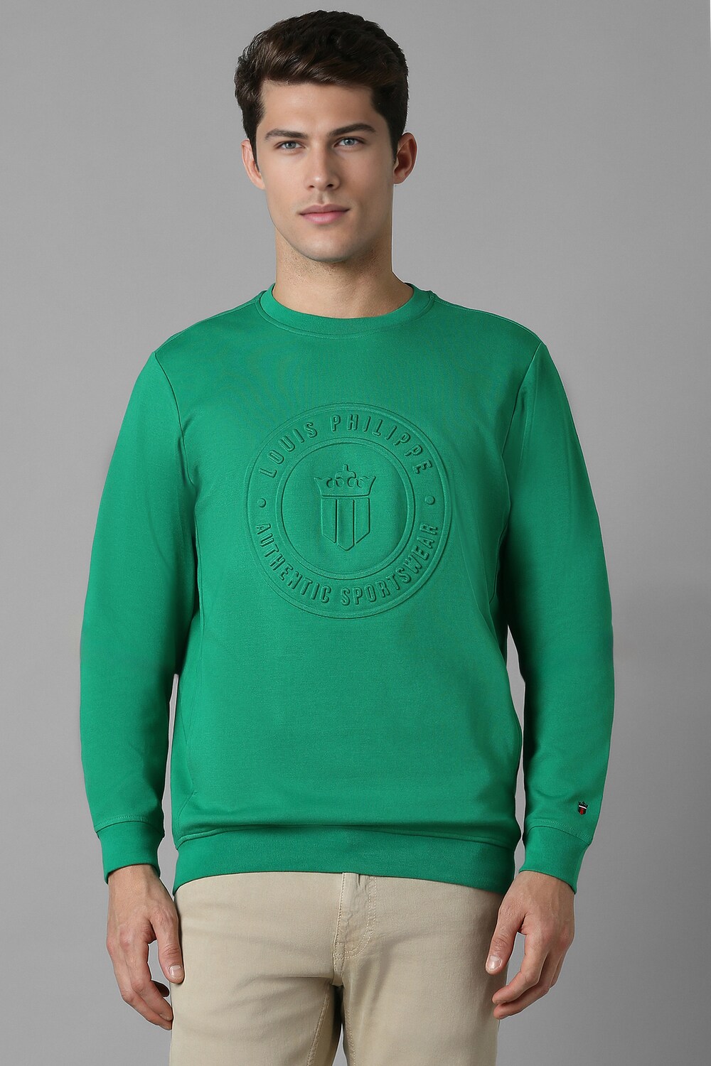 Men Casual Green Print Sweatshirt-Green