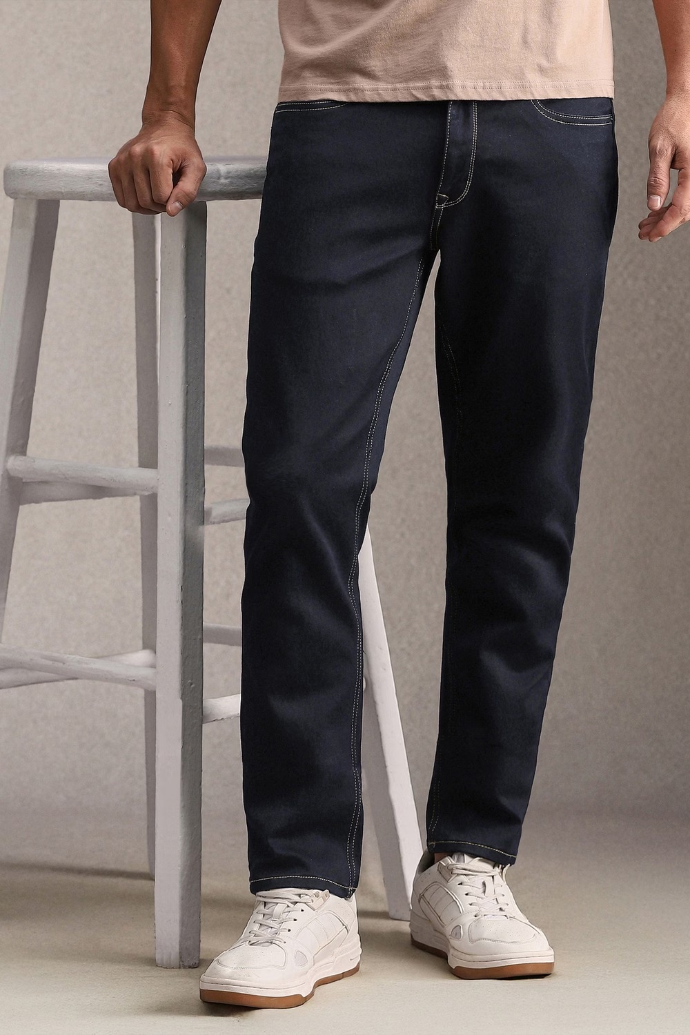Men Navy Dark Slim Fit Jeans-Navy