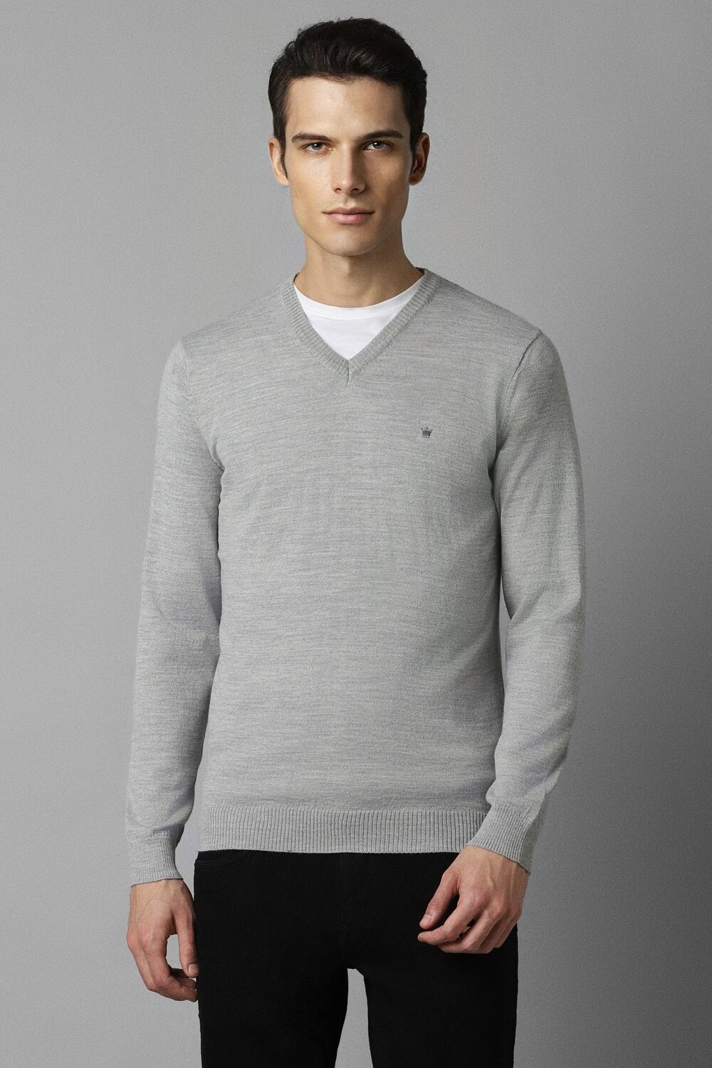 Men Grey Textured V Neck Full Sleeves Sweater-Grey 1 56160-men-grey-textured-v-neck-full-sleeves-sweater-grey-1.jpg