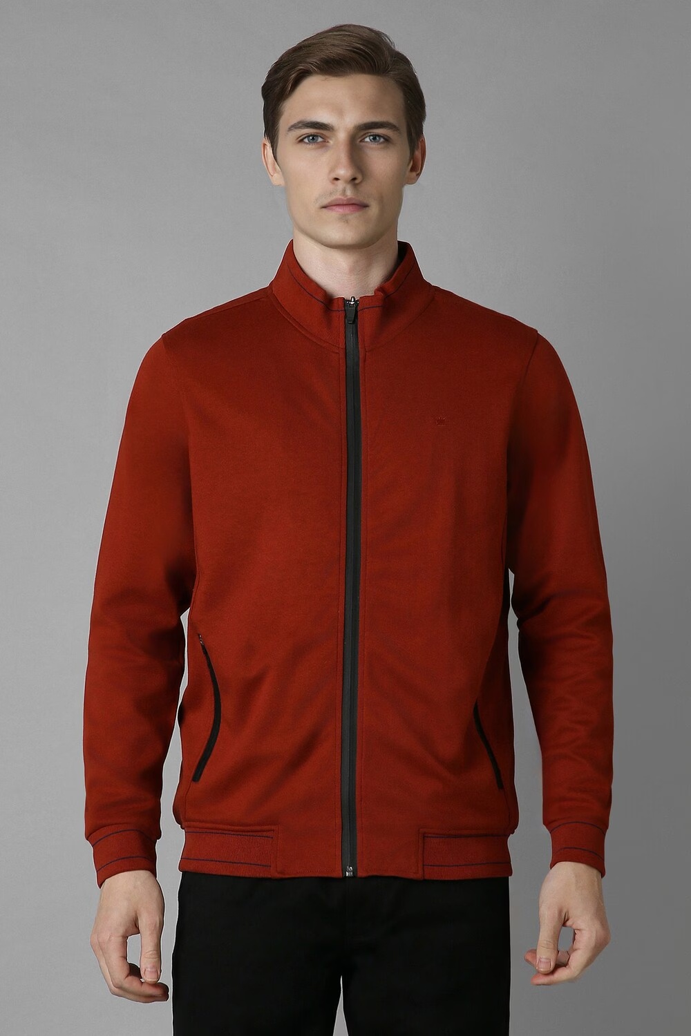 Men Casual Maroon Solid Sweatshirt-Maroon