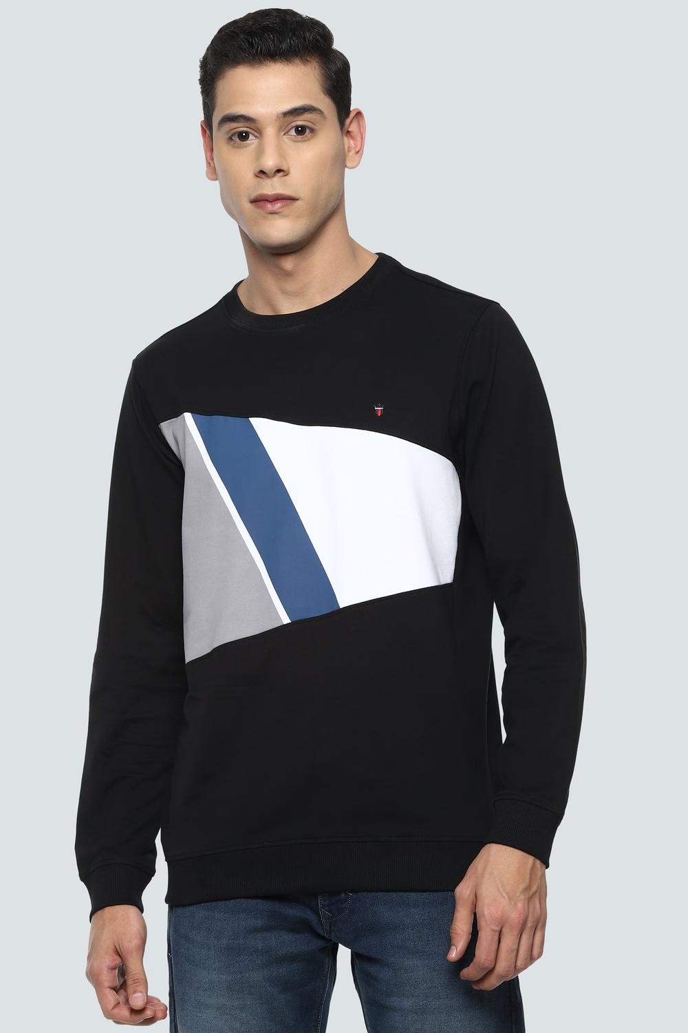 Men Casual Black Patterned Sweatshirt-Black