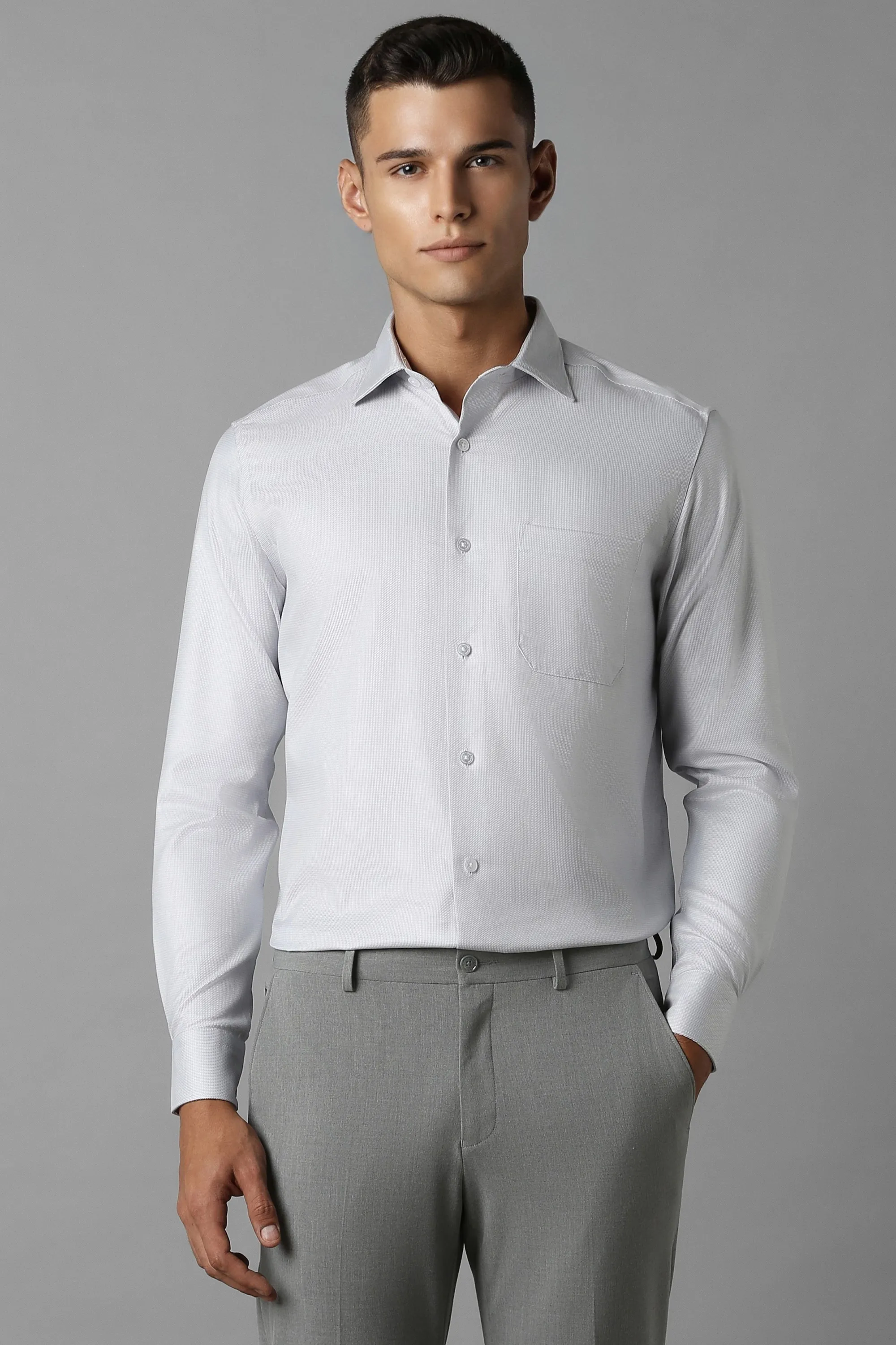 Men Grey Classic Fit Textured Full Sleeves Formal Shirt-Grey 1 56613-men-grey-classic-fit-textured-full-sleeves-formal-shirt-grey-1.webp