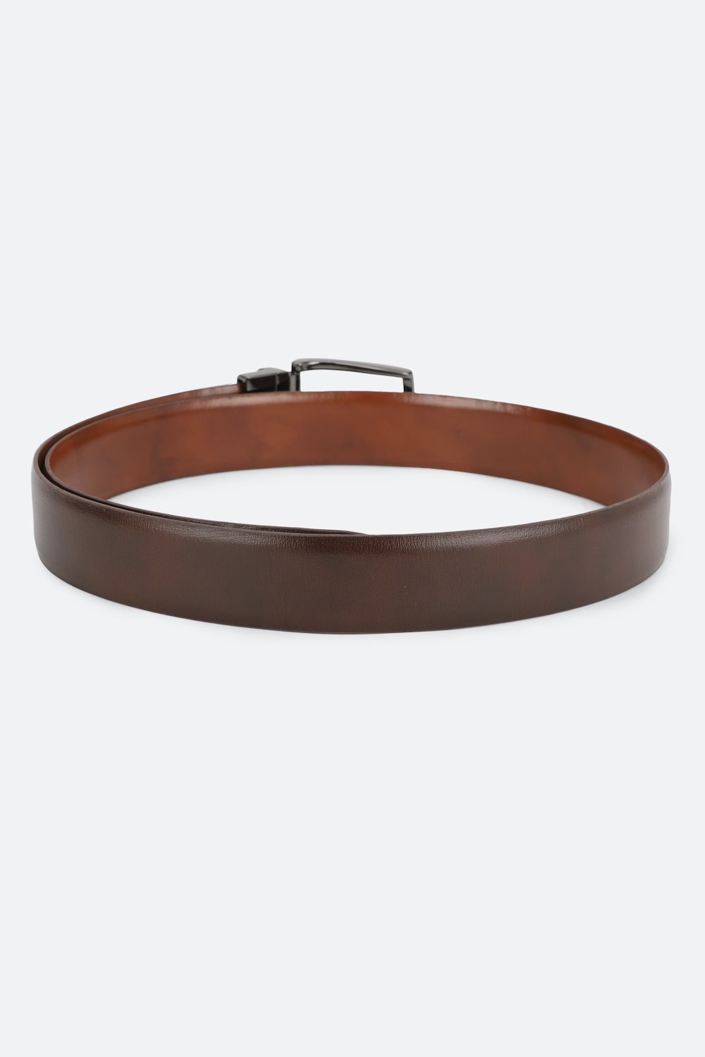 Louis Philippe Men Brown & Coffee Brown  Solid Reversible Formal Italian Leather with Brush Gun Metal Buckle Belt-Brown