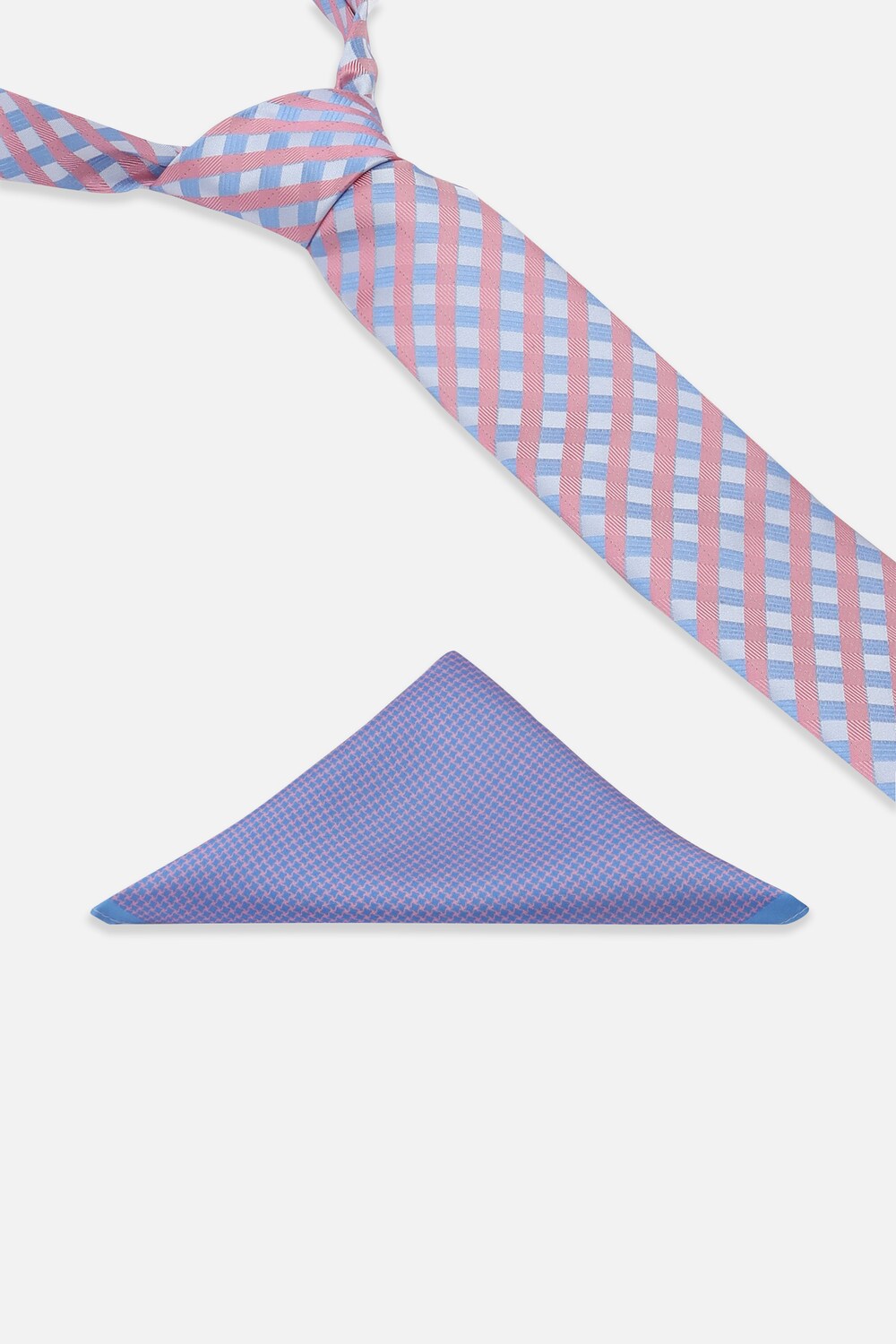 Men Blue Embroidered Tie and Pocket Square-Blue
