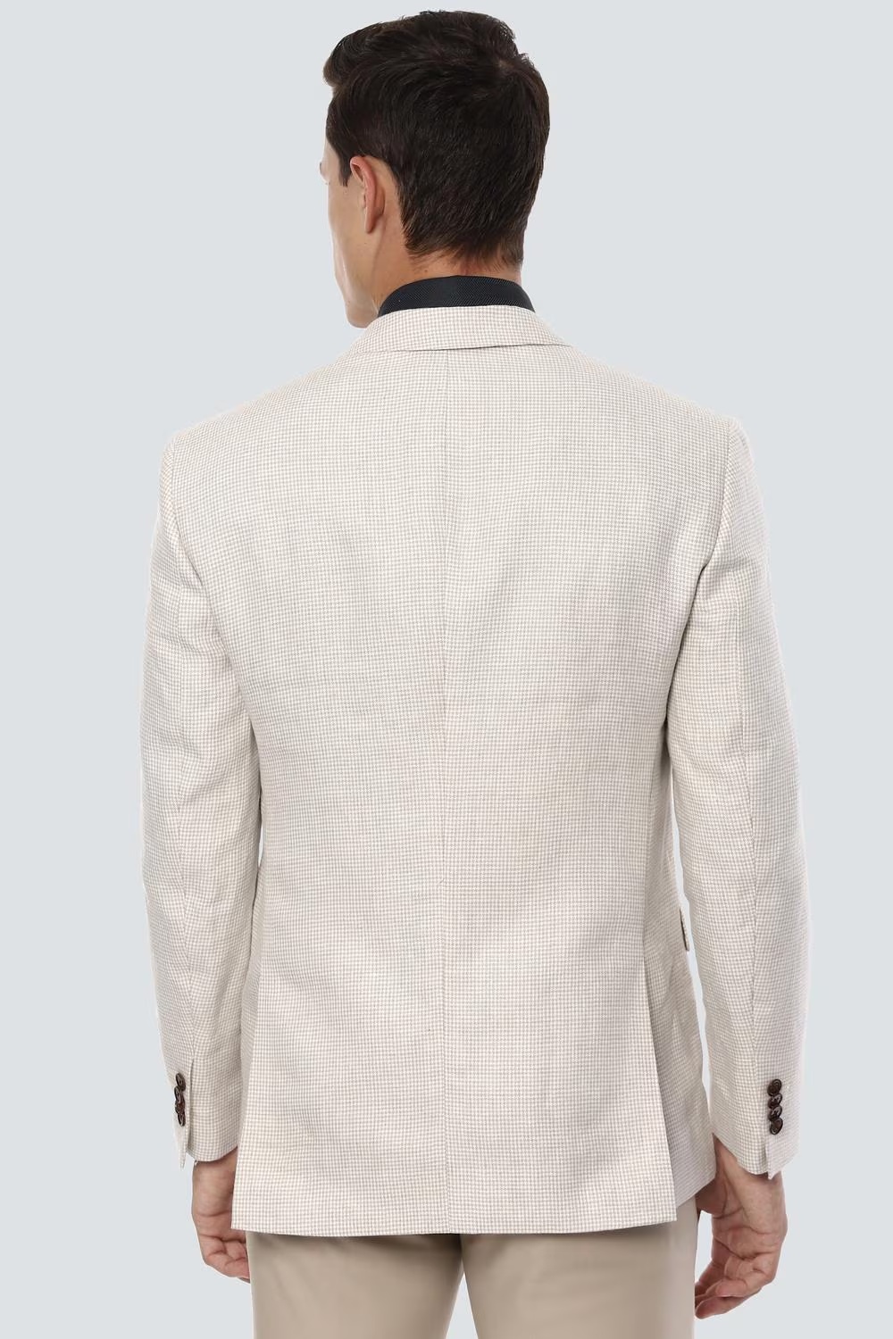 Men Beige Slim Fit Textured Formal Blazer-Beige