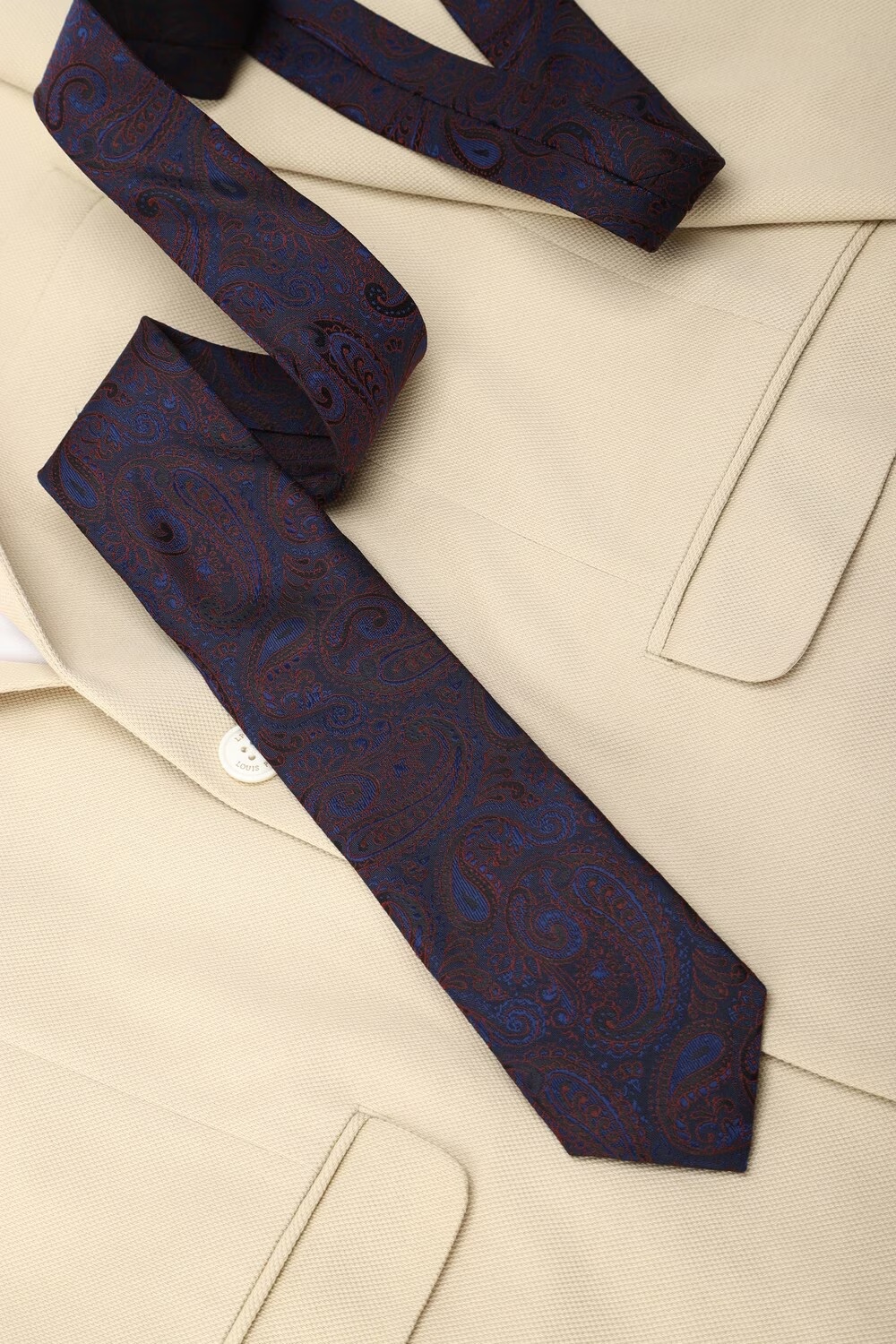 Men Navy Embroidered Tie-Navy