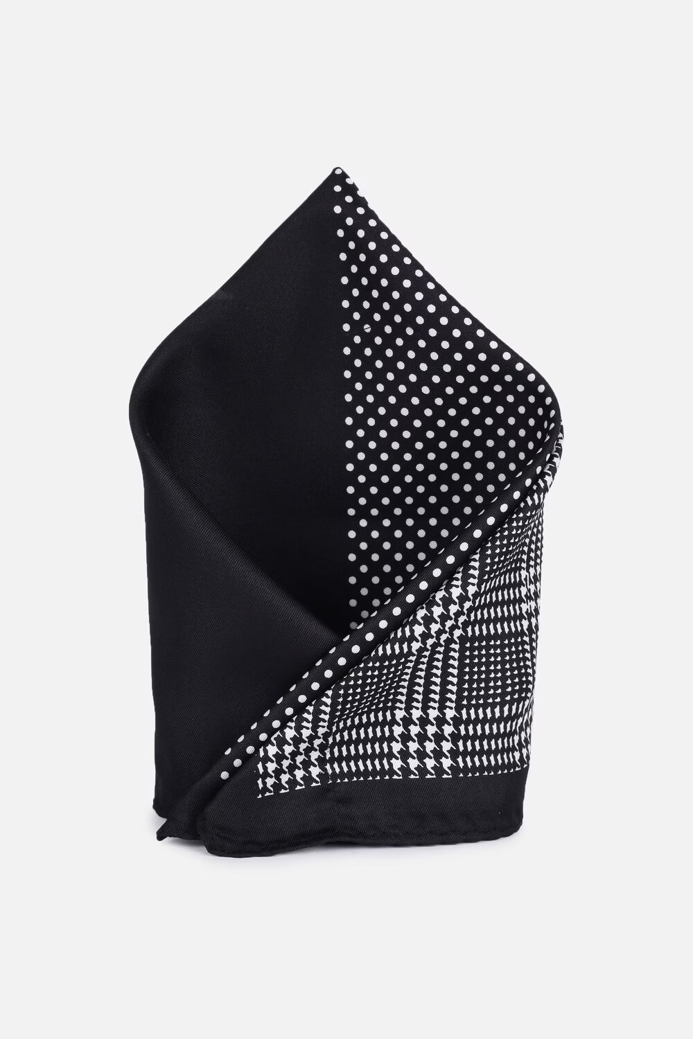 Men Black Print Casual Pocket Square-Black
