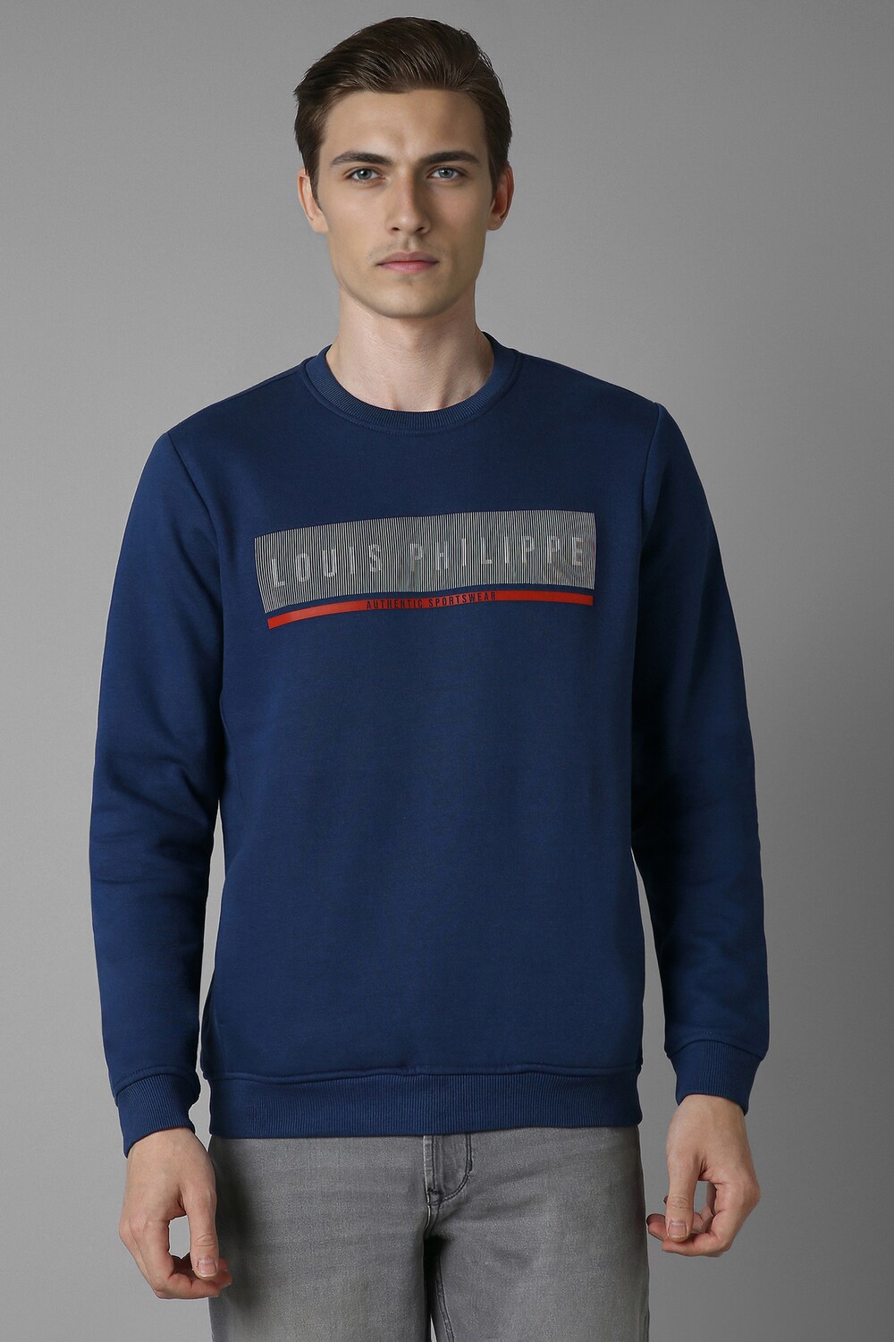Men Casual Navy Print Sweatshirt-Navy