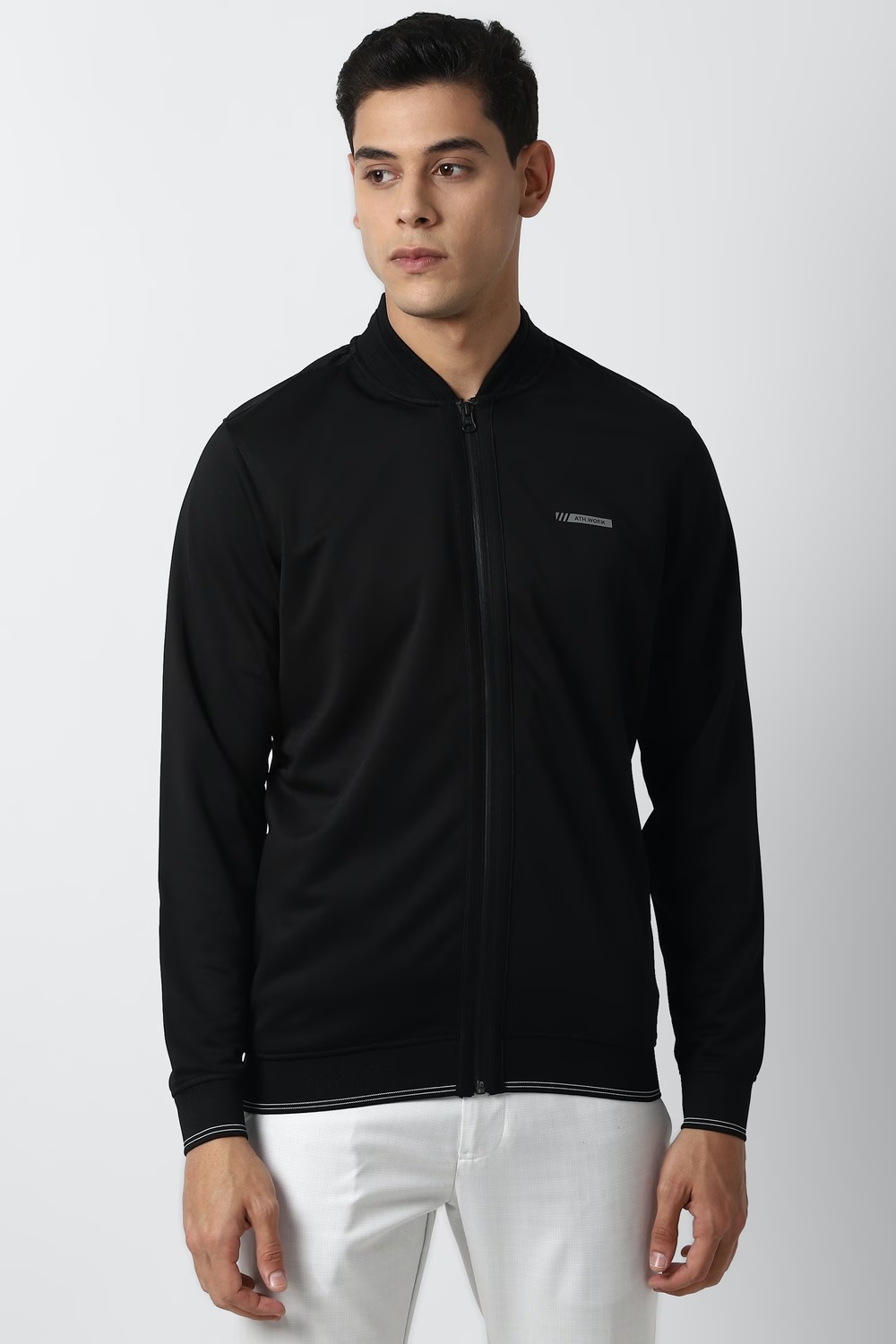 Men Casual Black Solid Sweatshirt-Black