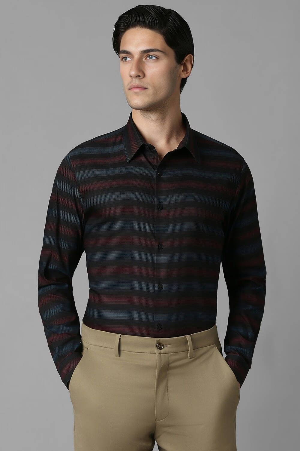 Men Black Super Slim Fit Stripe Full Sleeves Casual Shirt-Black 1 57462-men-black-super-slim-fit-stripe-full-sleeves-casual-shirt-black-1.jpg
