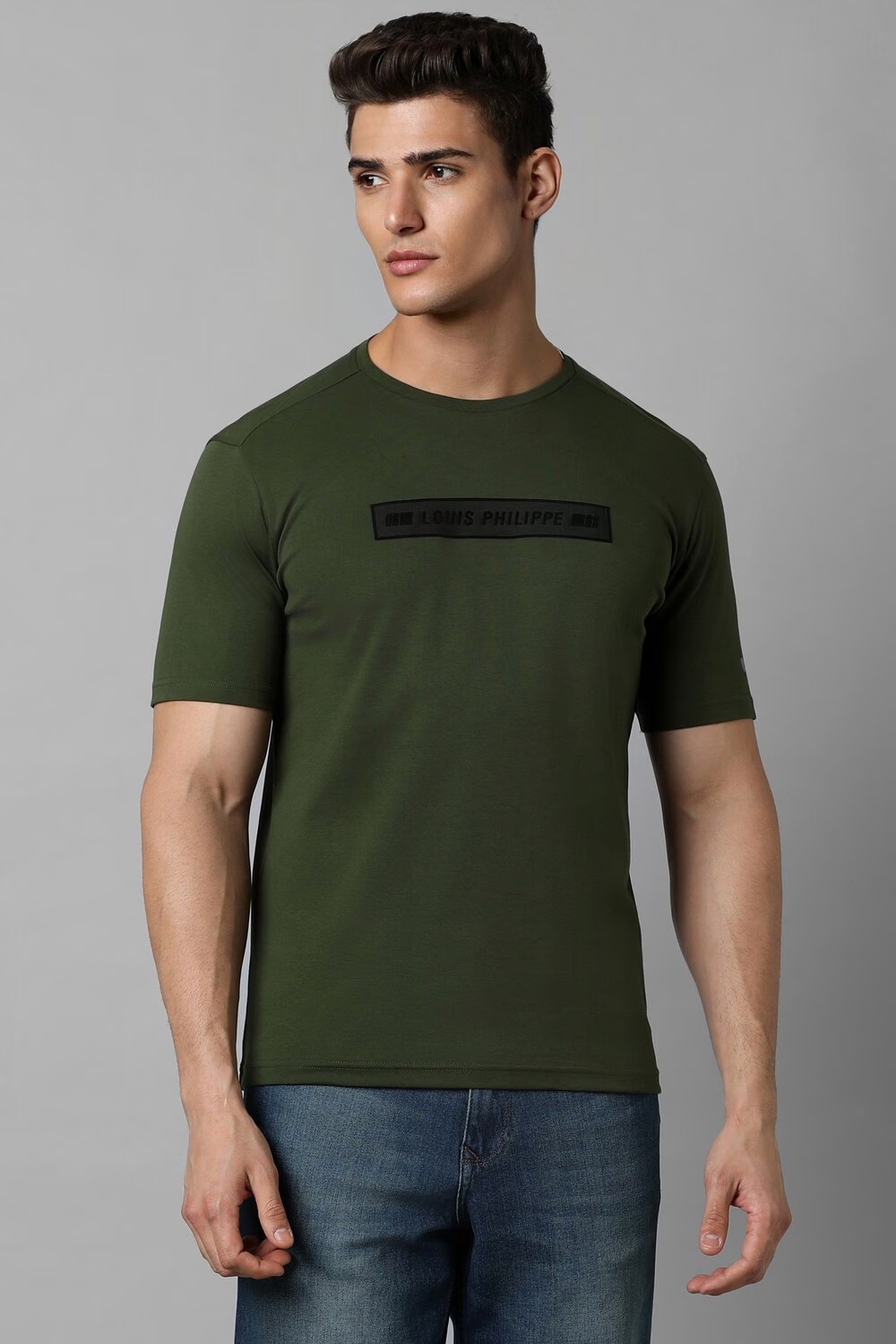 Men Green Print Crew Neck T-shirt-Green