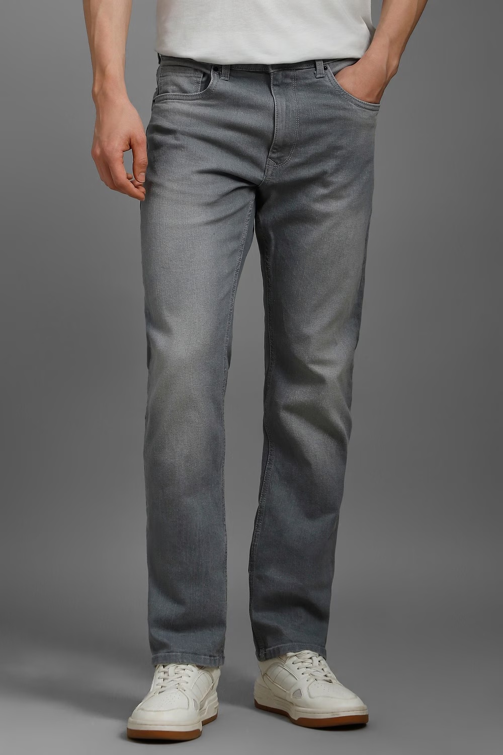 Men Grey Mid Slim Fit Jeans-Grey