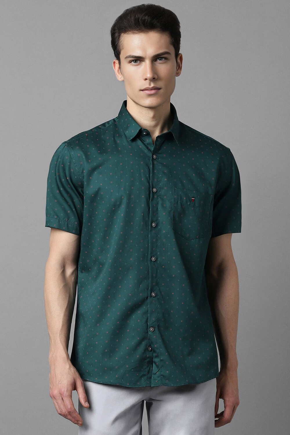 Men Green Slim Fit Print Half Sleeves Casual Shirt-Green 1 58135-men-green-slim-fit-print-half-sleeves-casual-shirt-green-1.jpg