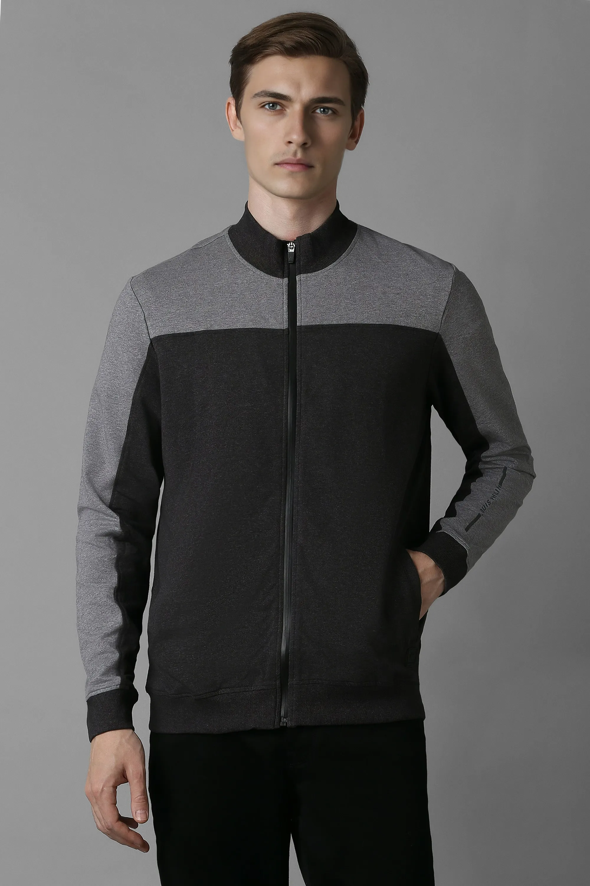 Men Casual Black Print Sweatshirt-Black