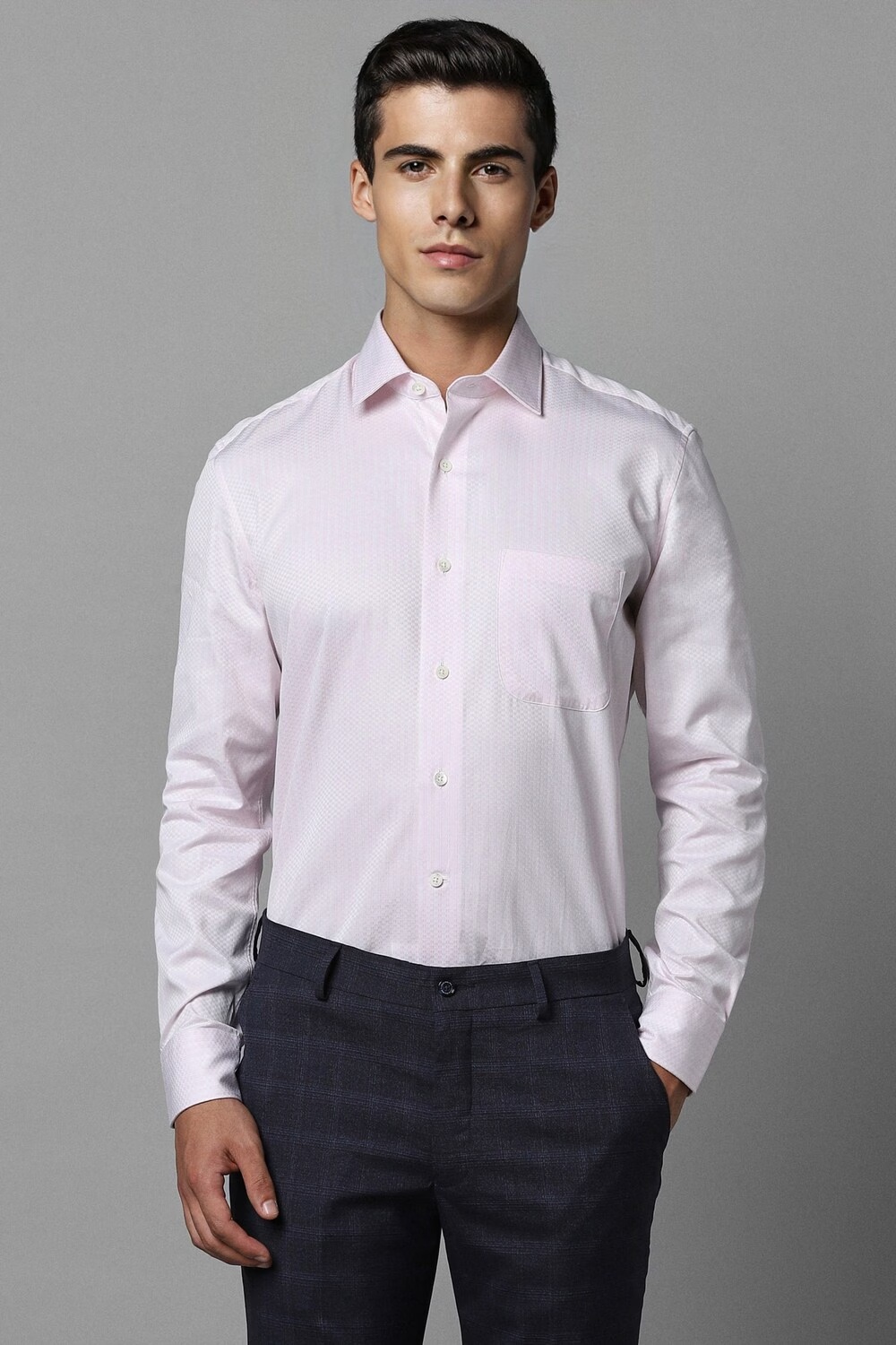 Men Pink Slim Fit Textured Full Sleeves Formal Shirt-Pink