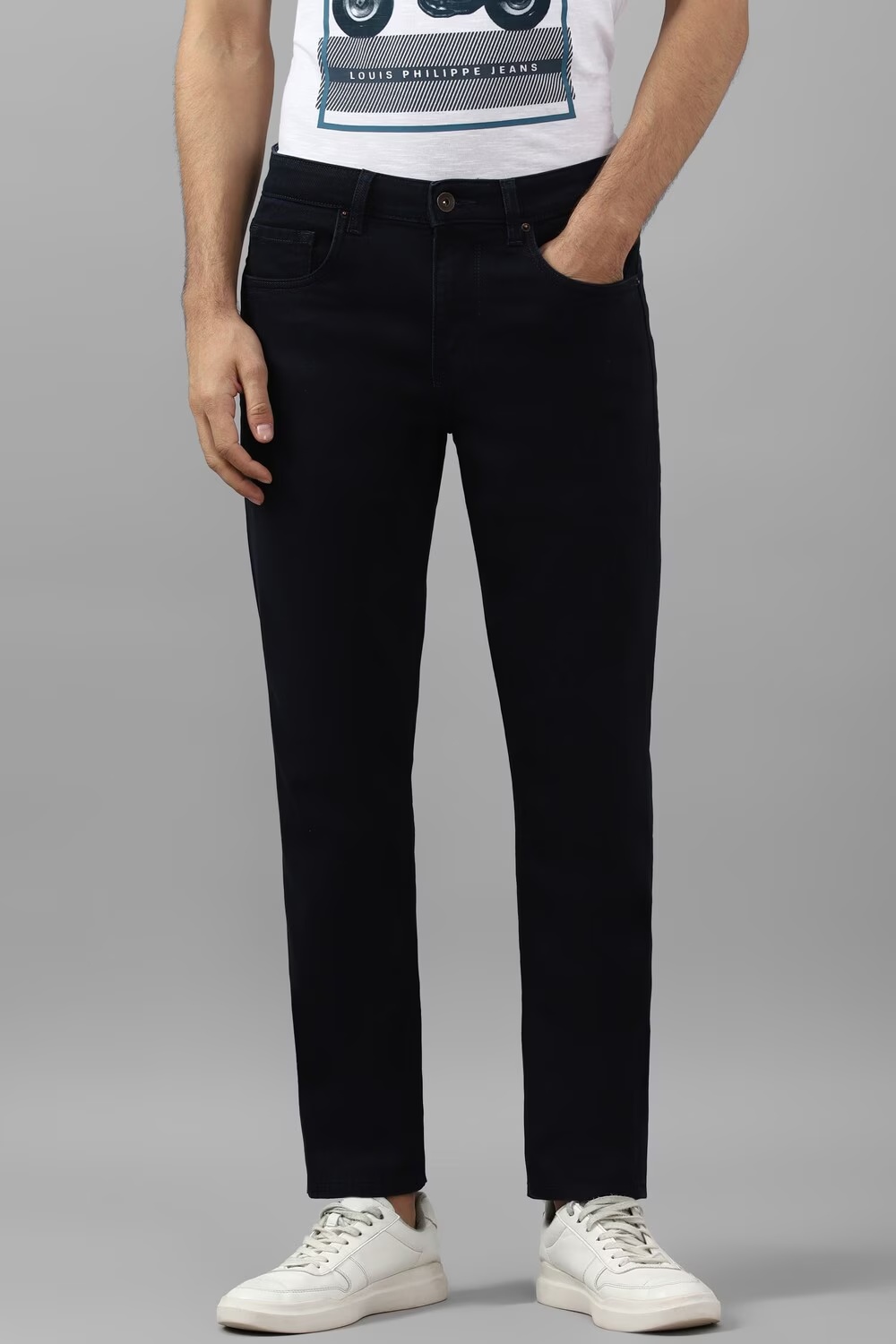 Men Navy Dark Slim Fit Jeans-Navy