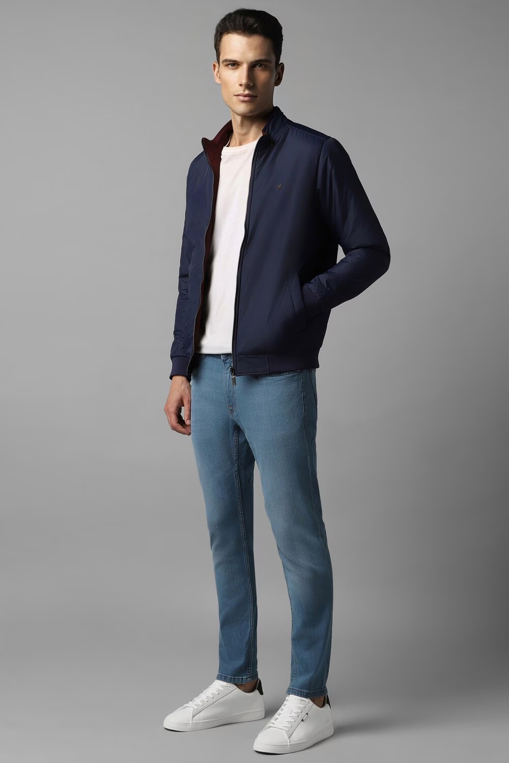 Men Casual Maroon Solid Jackets-Maroon