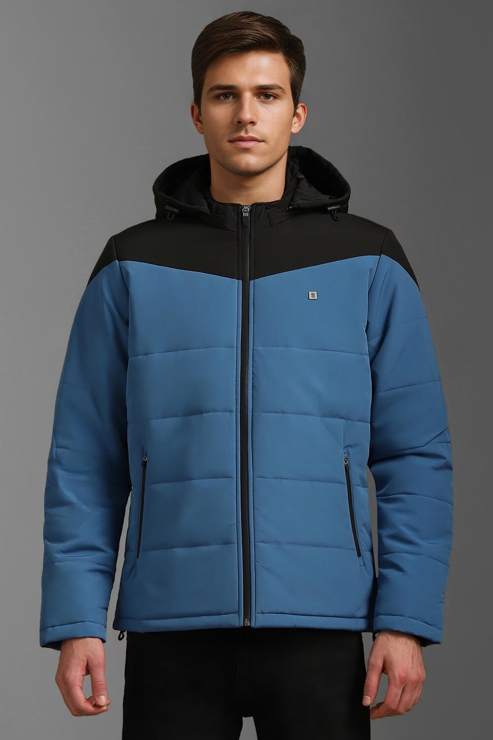 Men Casual Blue Print Jackets-Blue