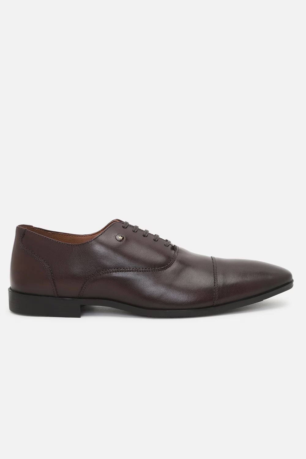 Men Brown Leather Lace Up Shoes-Brown
